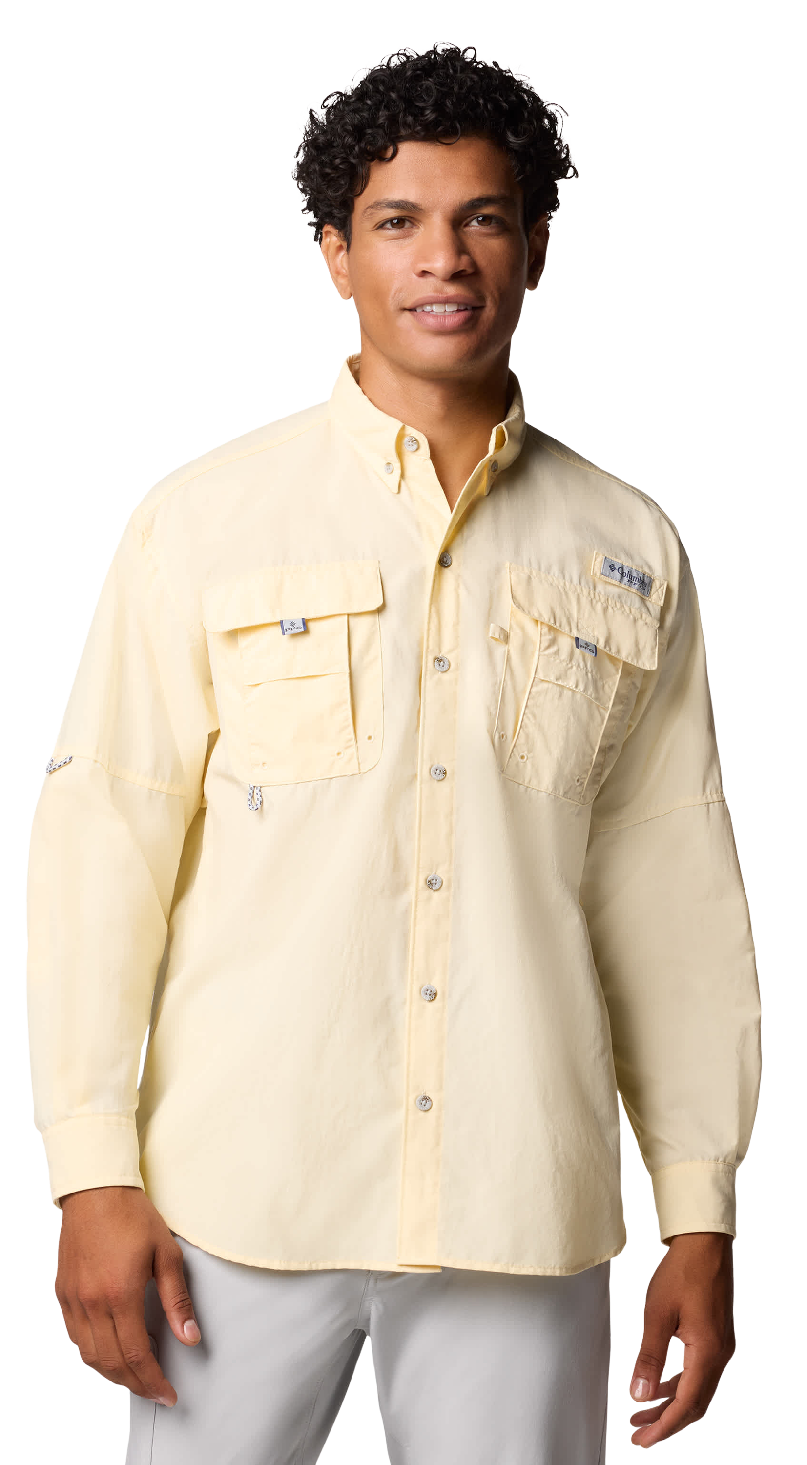 Image of Columbia PFG Bahama II Long-Sleeve Fishing Shirt for Men - Lemon Wash - S