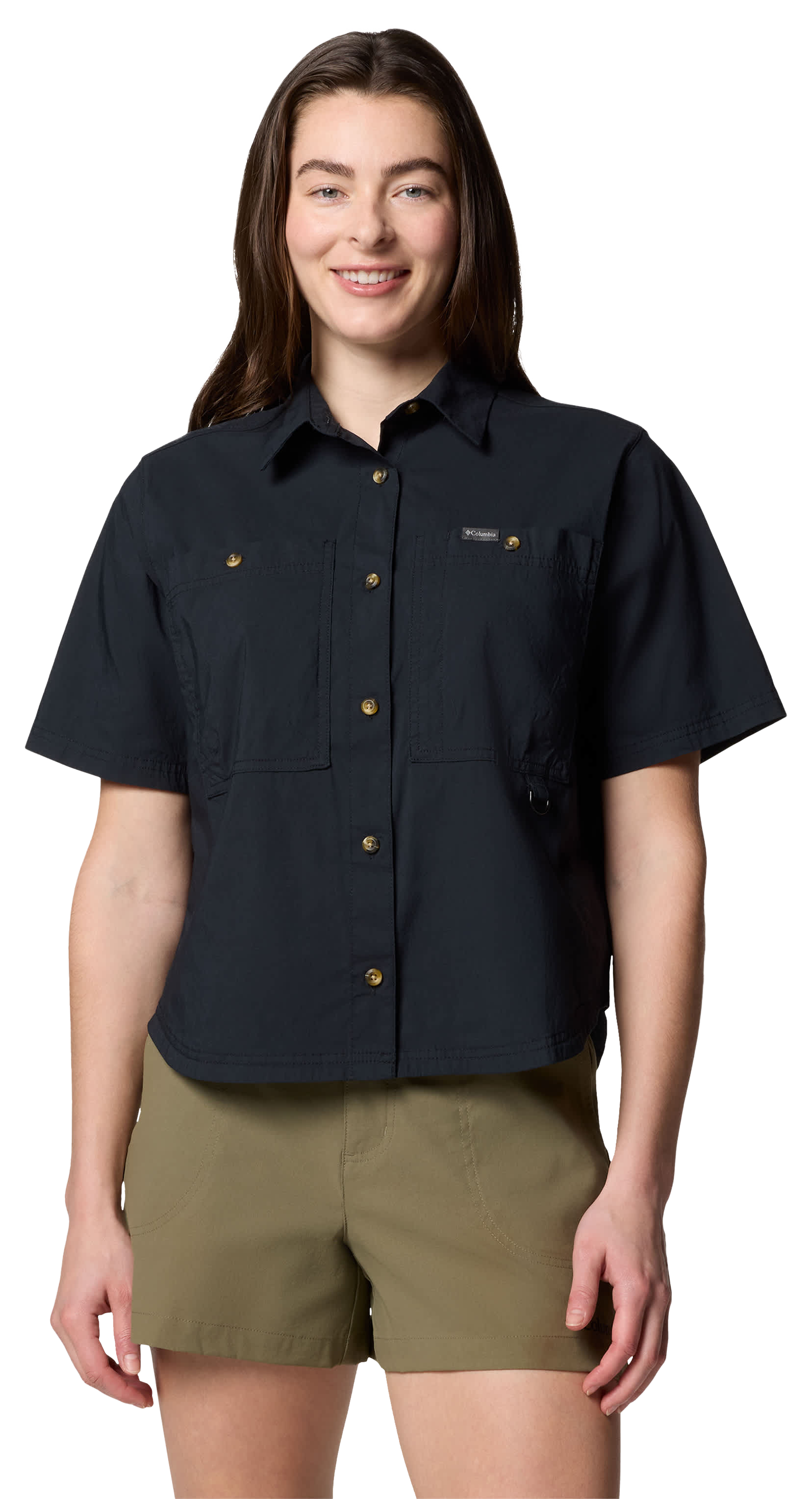 Image of Columbia Brea Falls Woven Short-Sleeve Shirt - Black