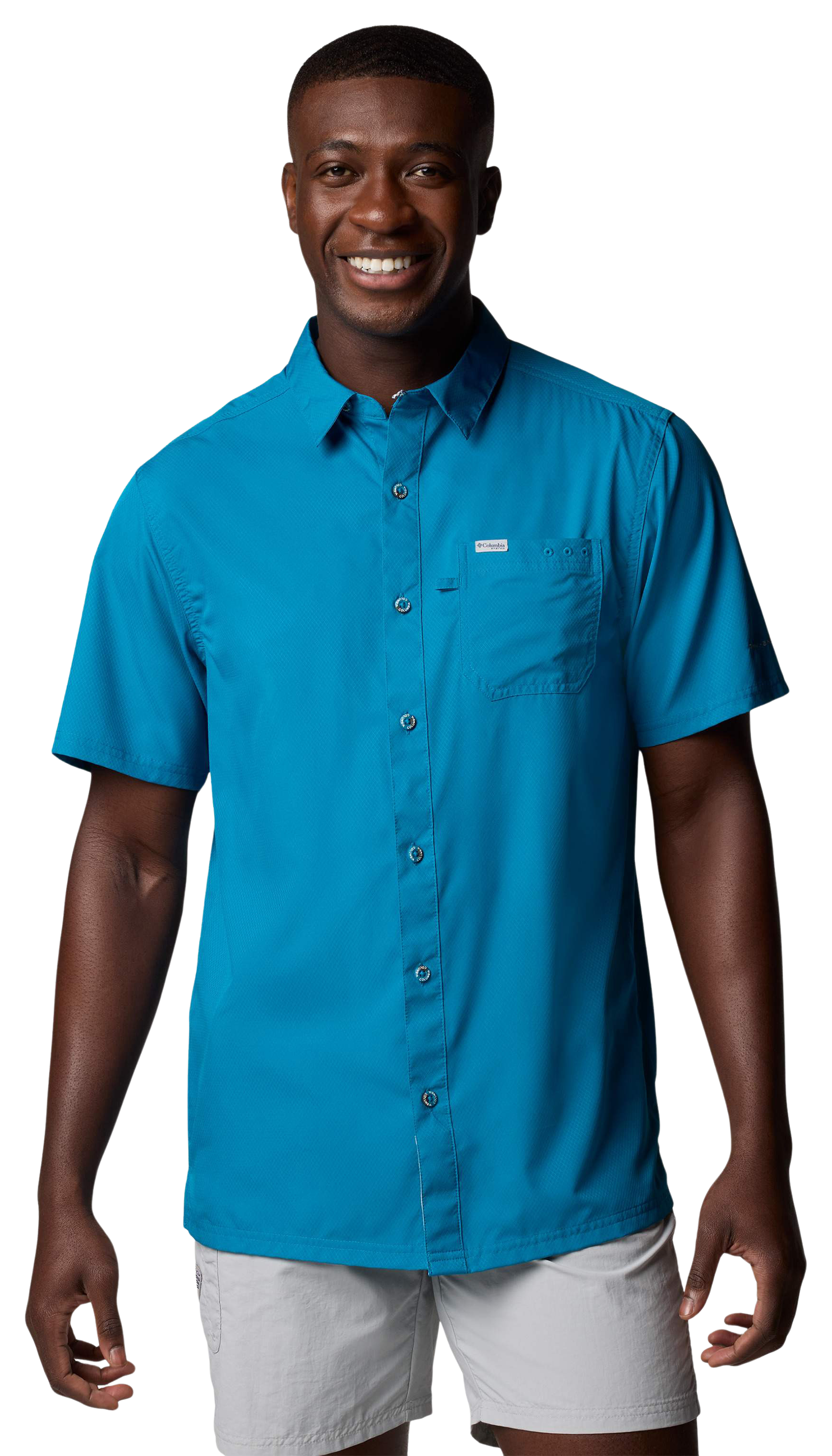Image of Columbia PFG Slack Tide Camp Short-Sleeve Button-Down Shirt for Men - Blue Echo - 2XL