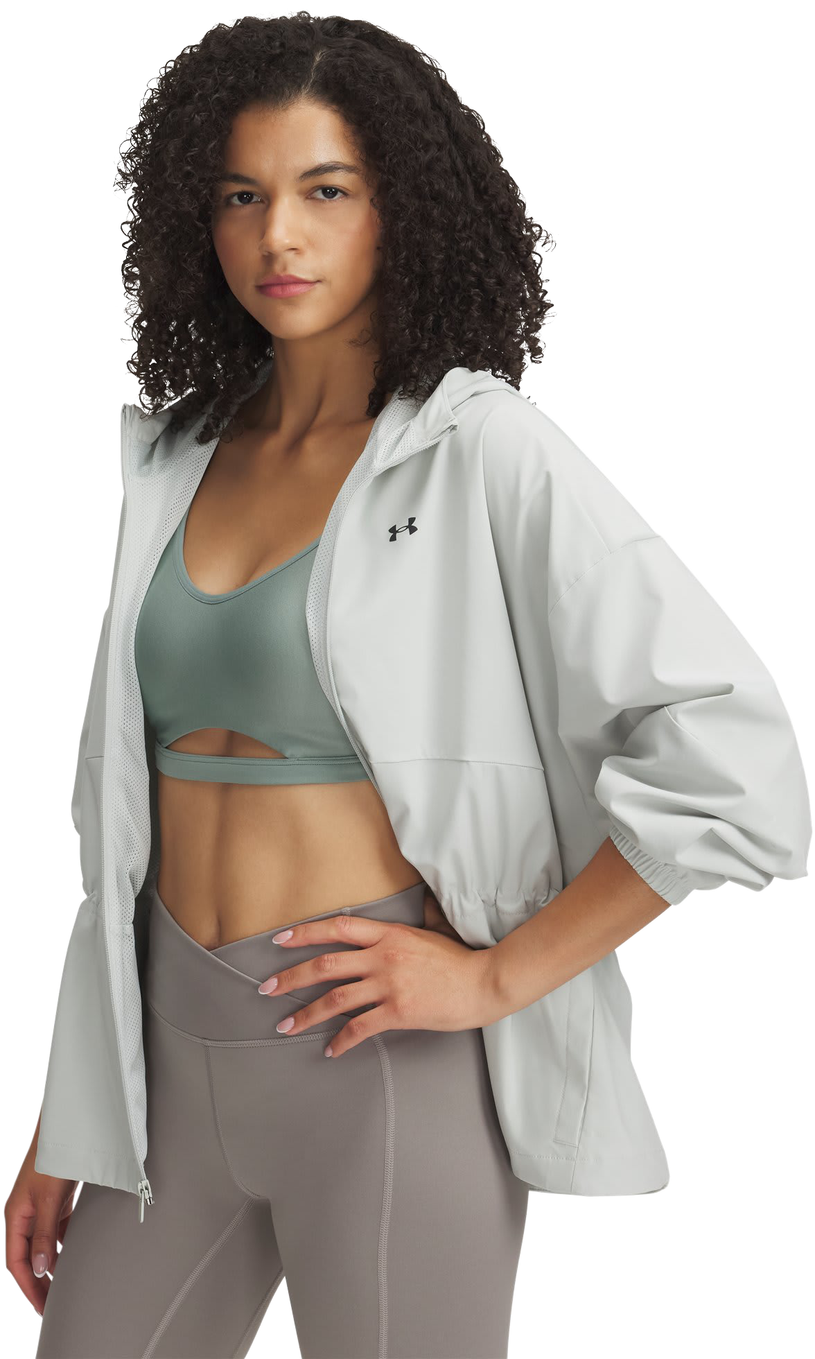Image of Under Armour Rival Woven OS Jacket for Ladies - Hydro Green/Black
