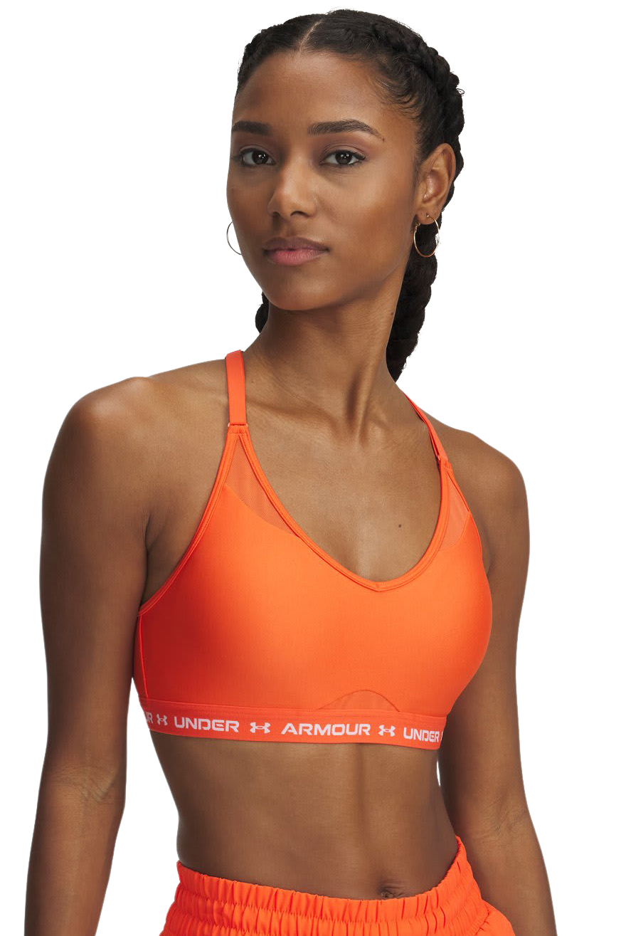 Image of Under Armour Crossback Low Sports Bra for Ladies - Fire/White - XL