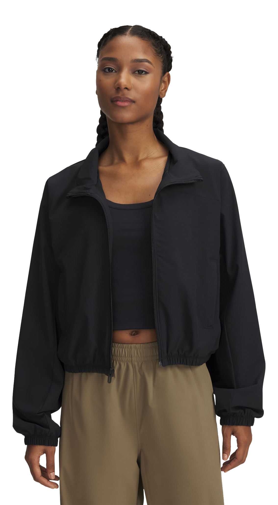 Image of Under Armour Rival Woven Crop Jacket for Ladies - Black/White - XL