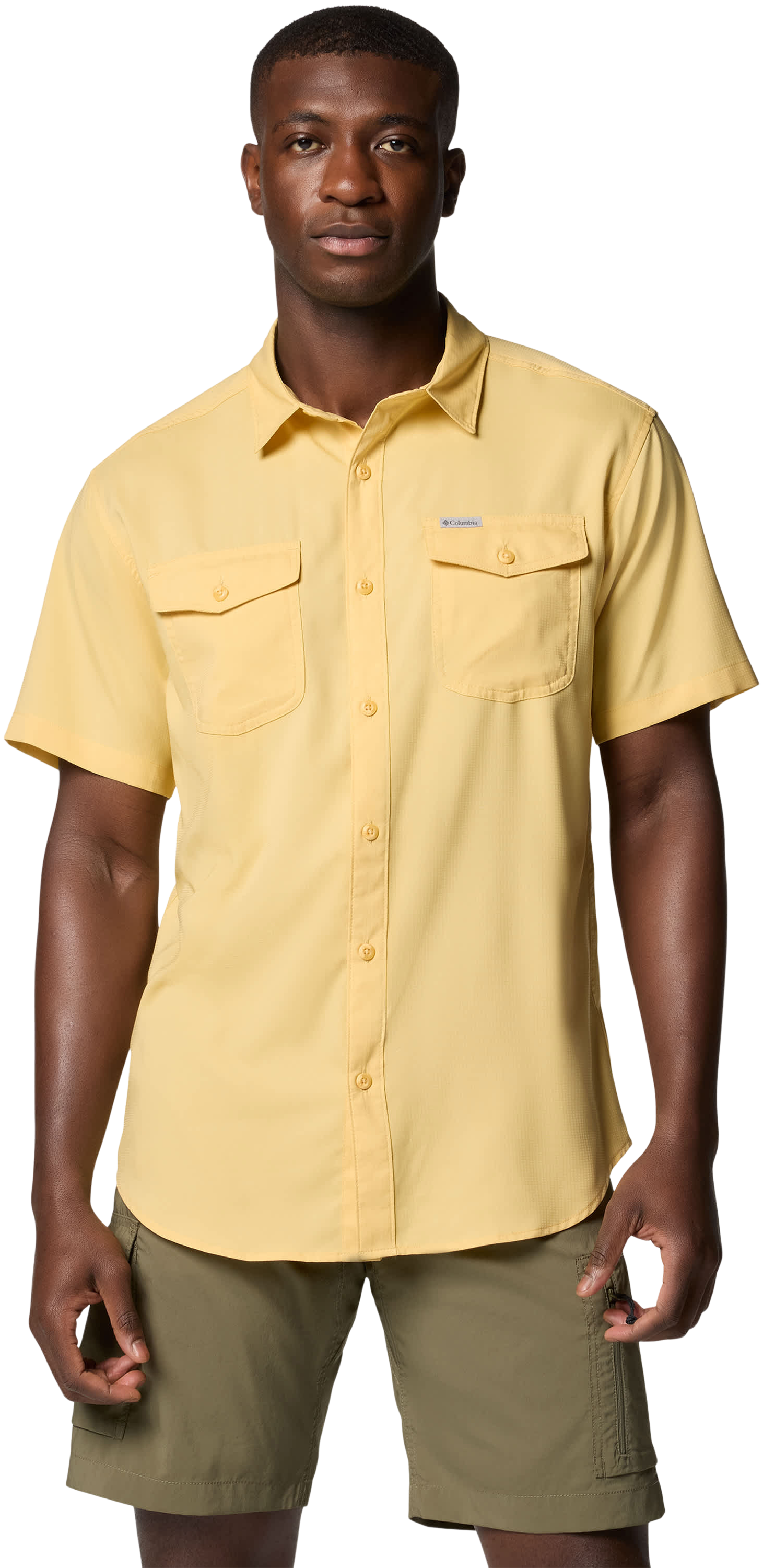Image of Columbia Utilizer II Solid Short-Sleeve Button-Down Shirt for Men - Sand Dune