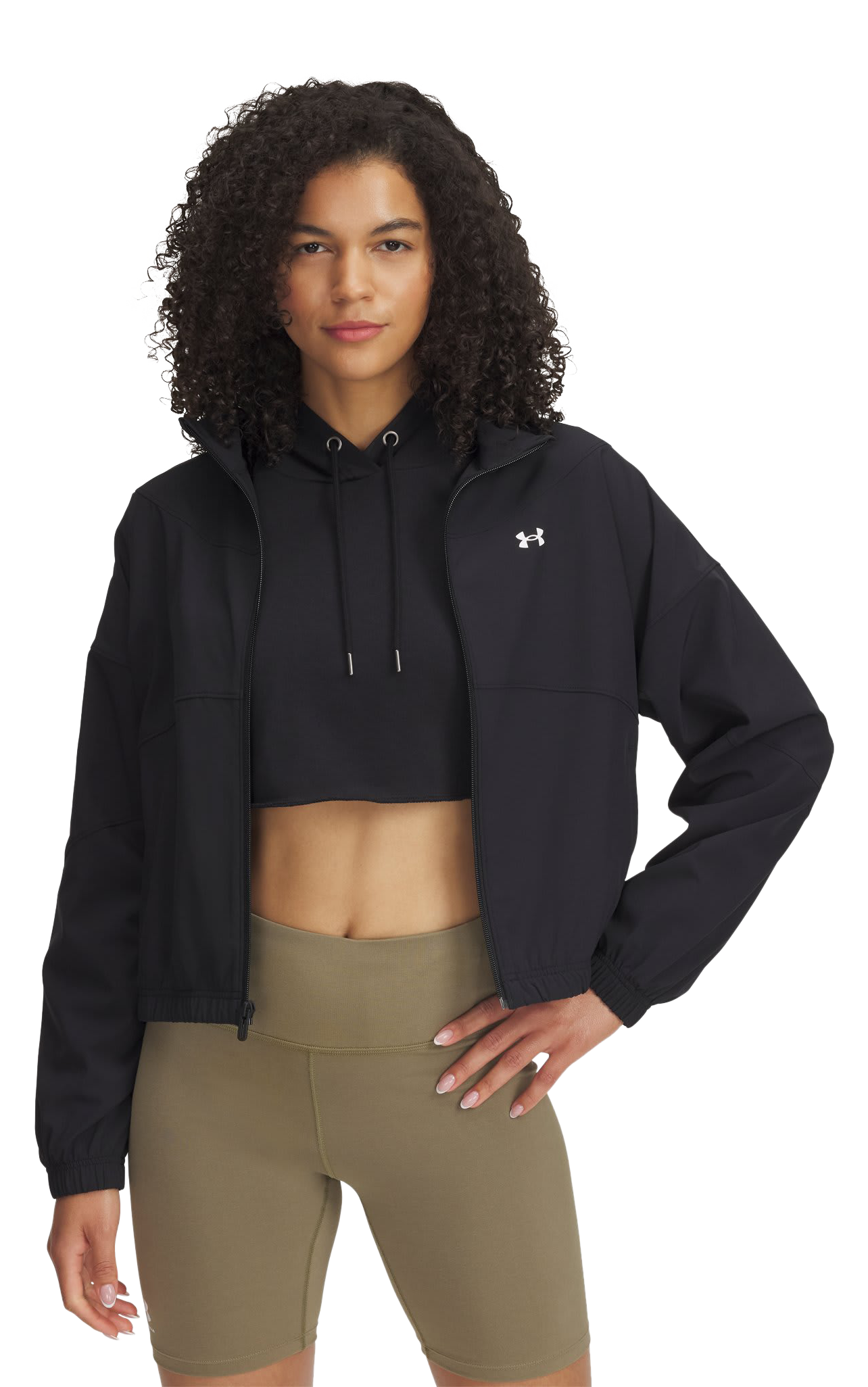 Image of Under Armour Rival Woven Jacket for Ladies - Black/Black/White - XS
