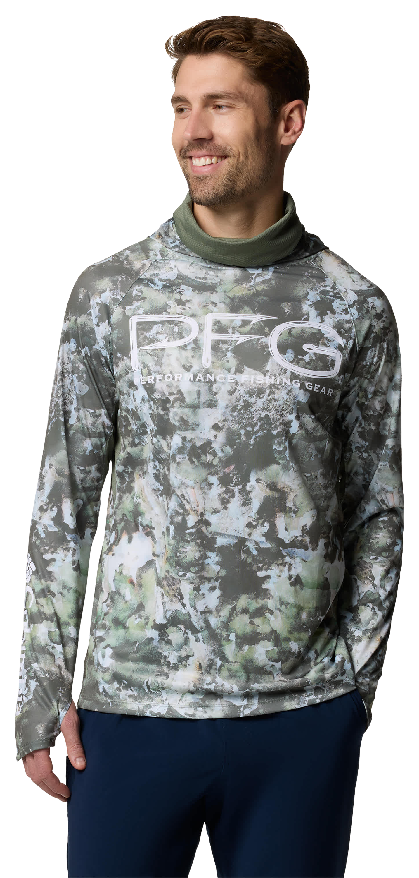 Image of Columbia Super Terminal Tackle Vent Long-Sleeve Hoodie for Men - Cypress Seamoss - M