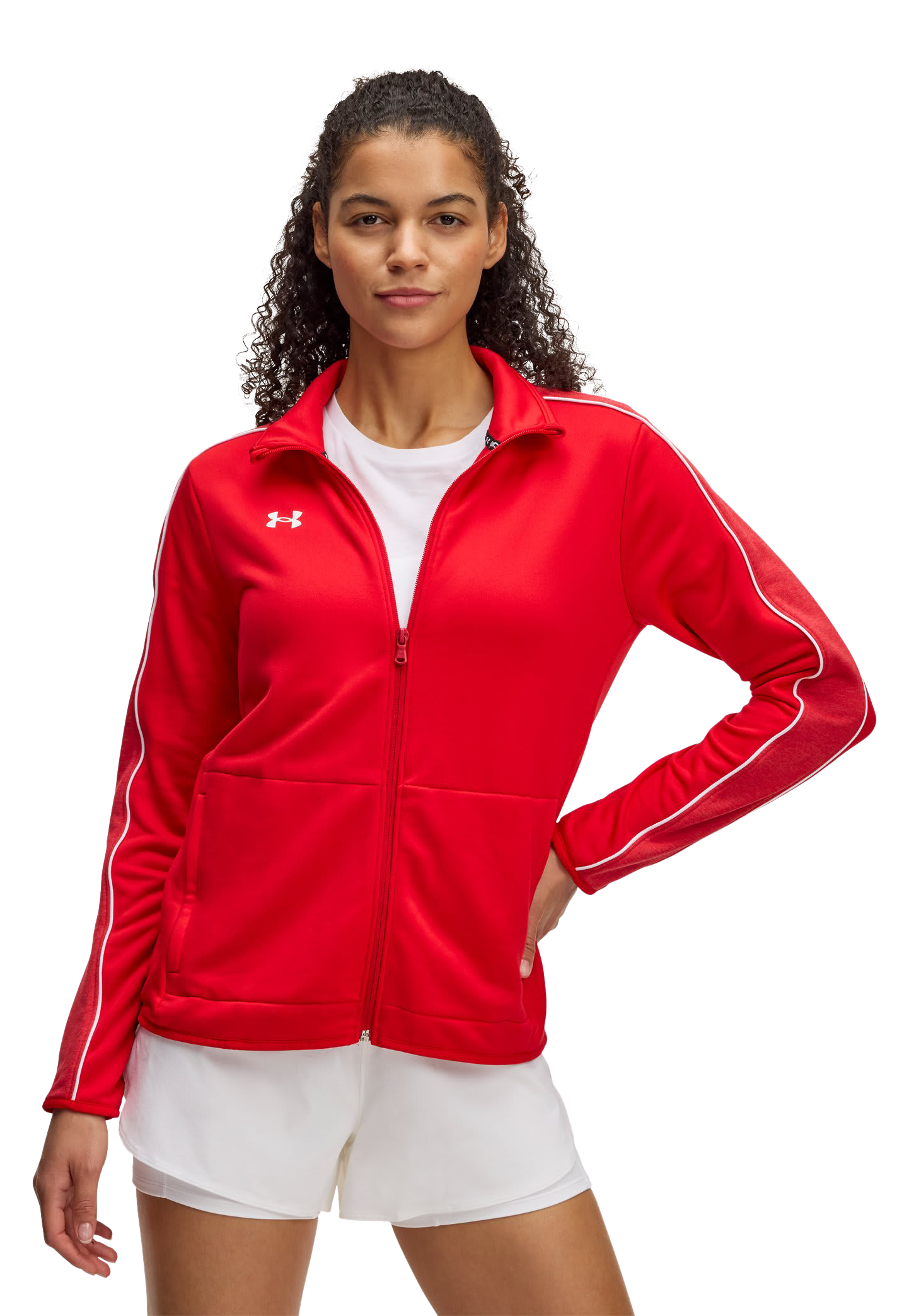 Image of Under Armour Command Warm-Up Full-Zip Jacket for Ladies - Red/White - XS