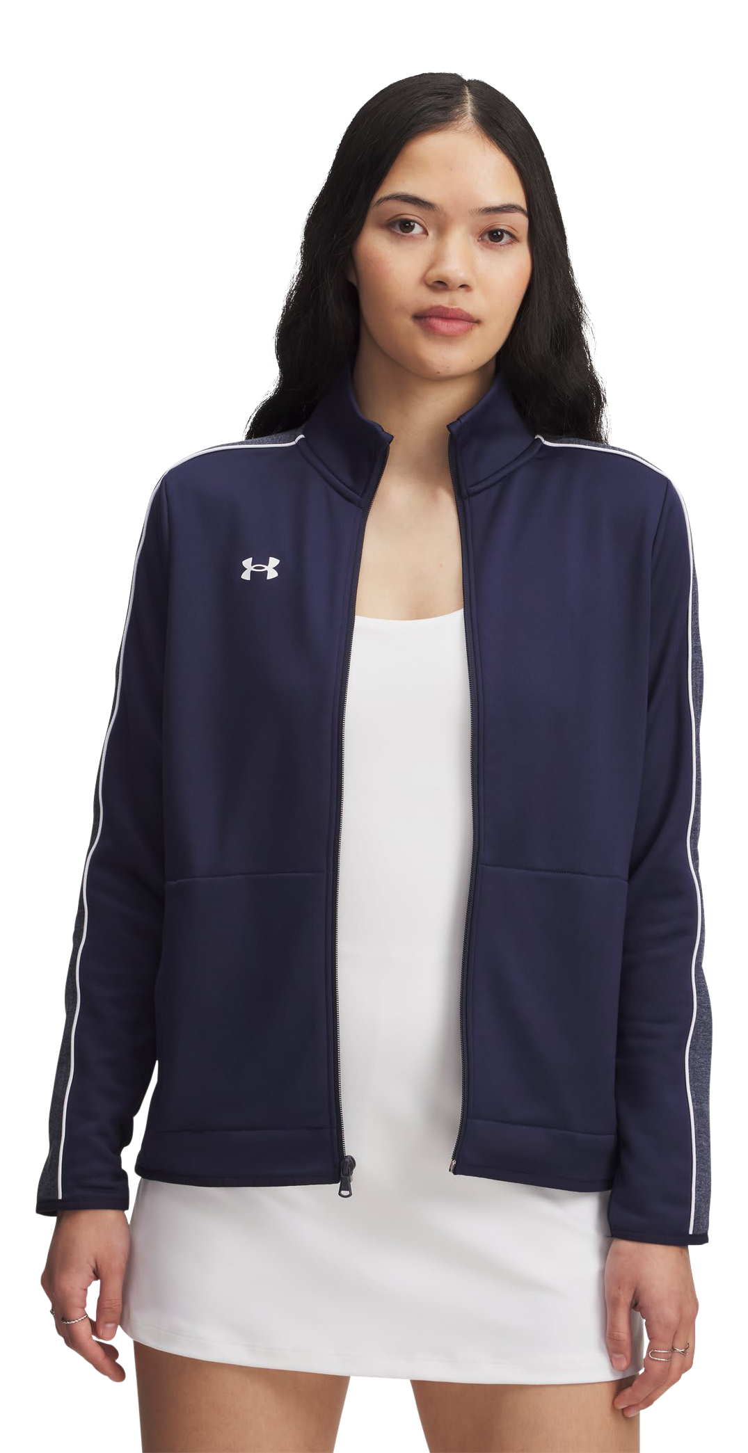 Image of Under Armour Command Warm-Up Full-Zip Jacket for Ladies - Midnight Navy/White - XS