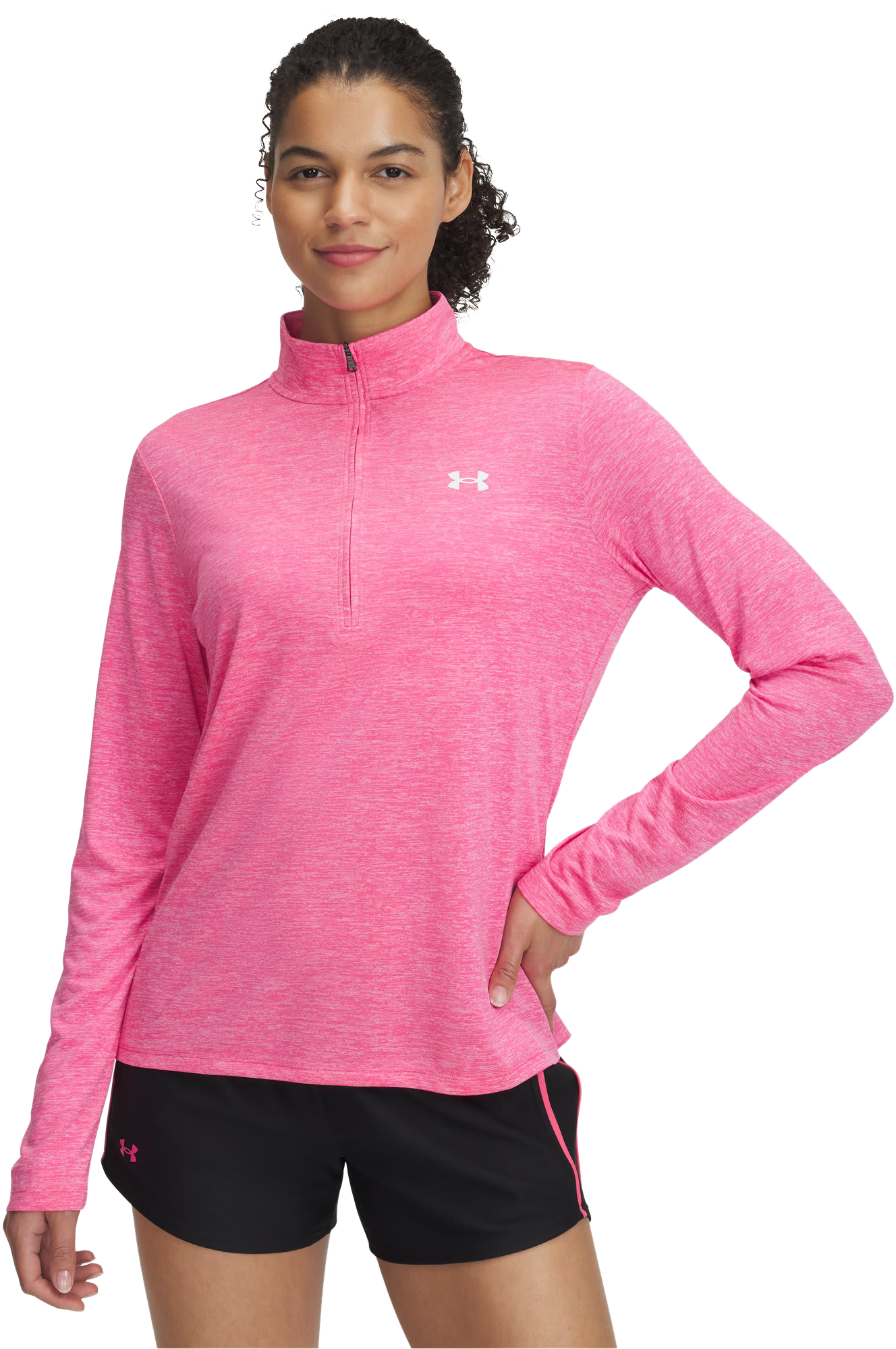 Image of Under Armour UA Tech Twist Half-Zip Pullover - Super Pink/White