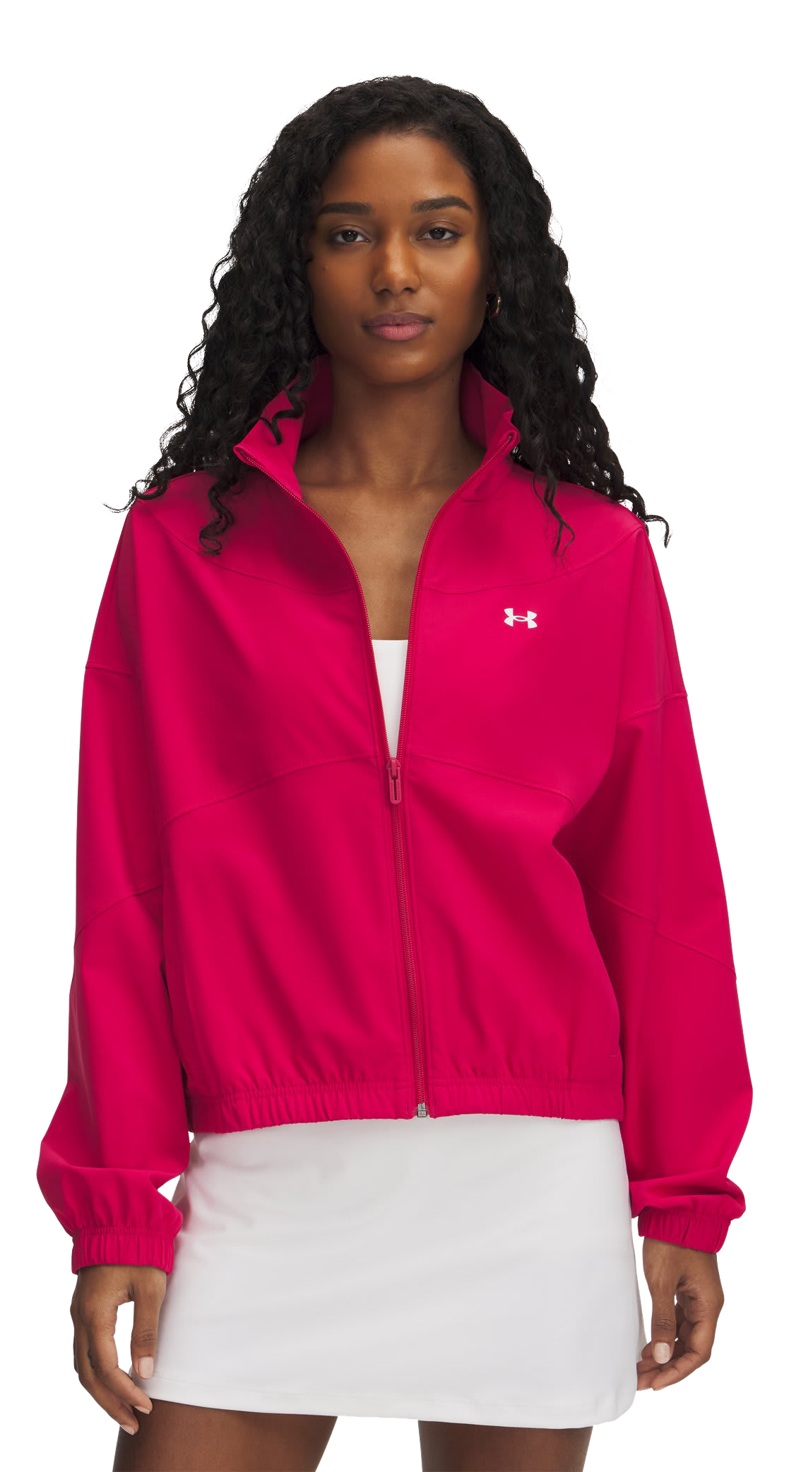 Image of Under Armour Rival Woven Jacket - Shaded Fuchsia/Shaded Fuchsia/White
