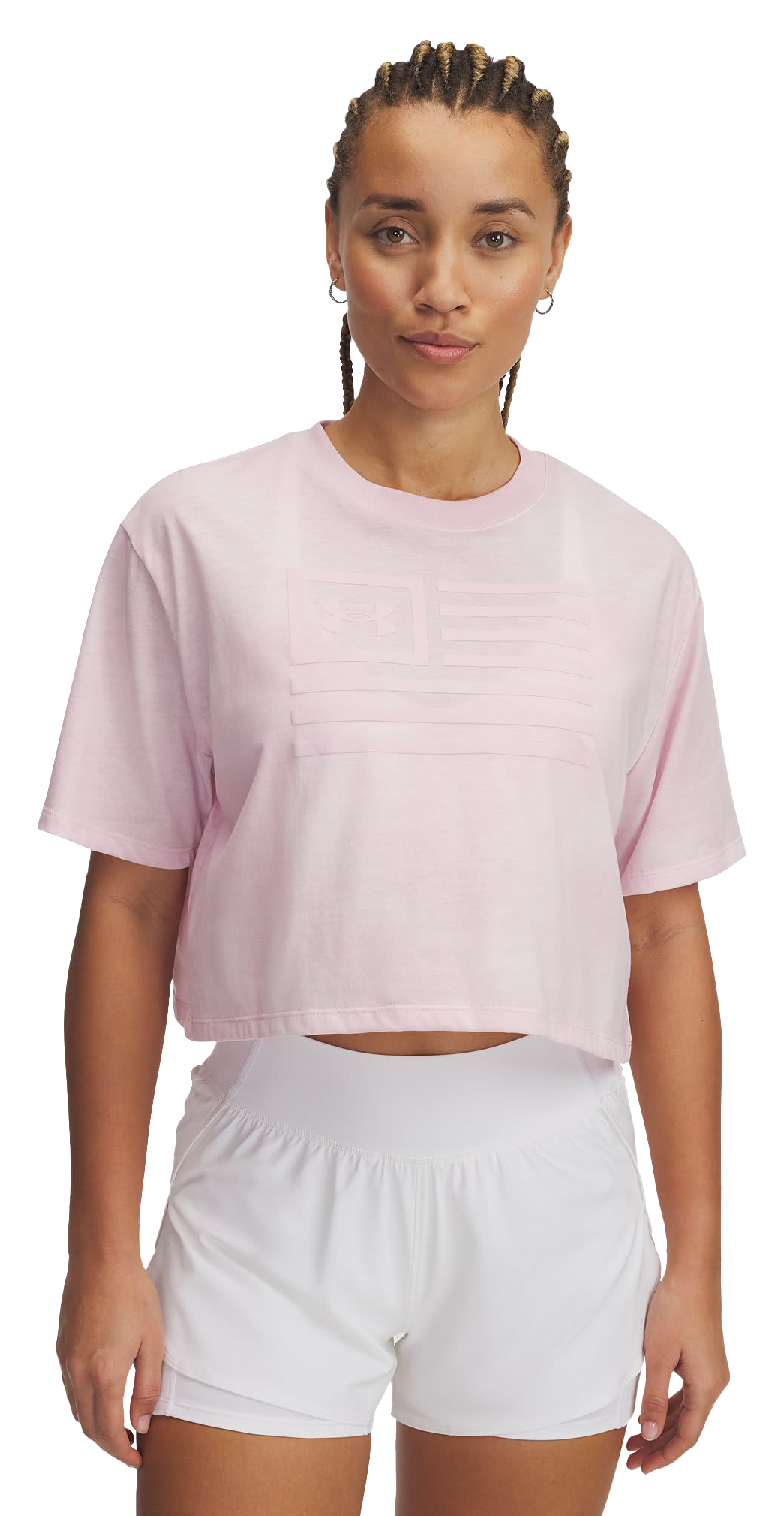 Under Armour Freedom Crop Short-Sleeve T-Shirt for Ladies - Prime Pink/Prime Pink - SM