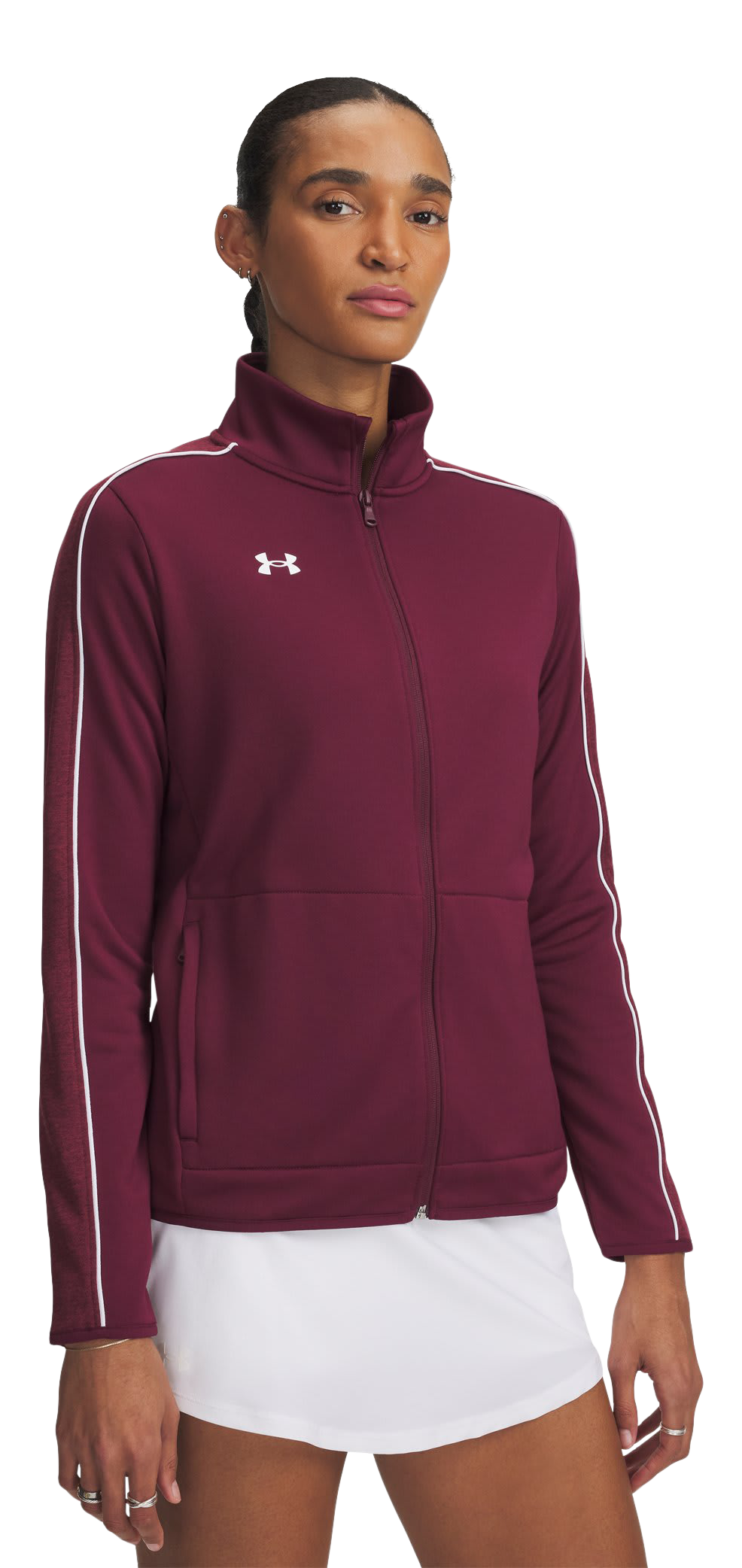 Image of Under Armour Command Warm-Up Full-Zip Jacket for Ladies - Maroon/White - XXL