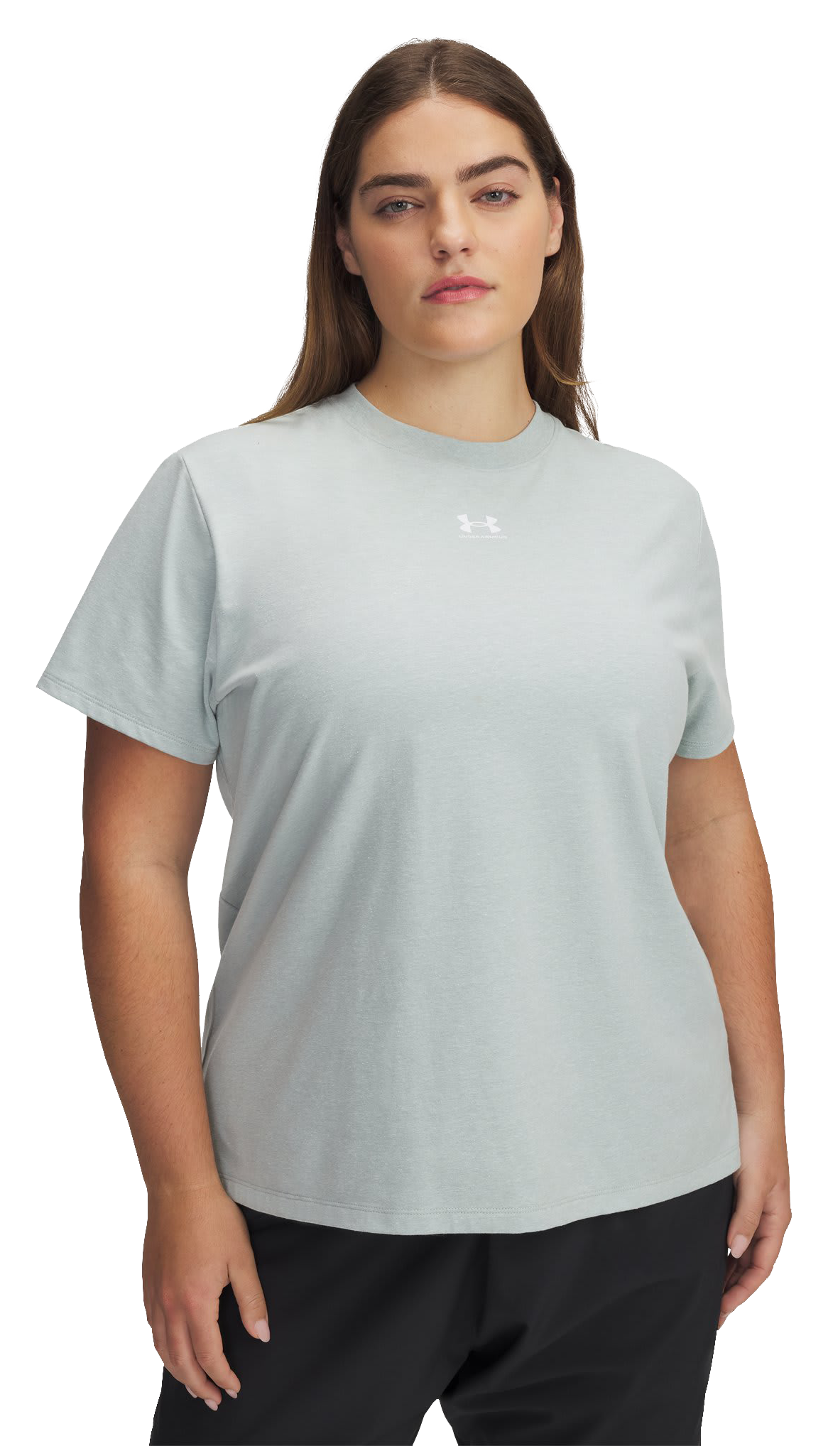 Image of Under Armour Rival Core Short-Sleeve T-Shirt for Ladies - Silica Green/White - 2X