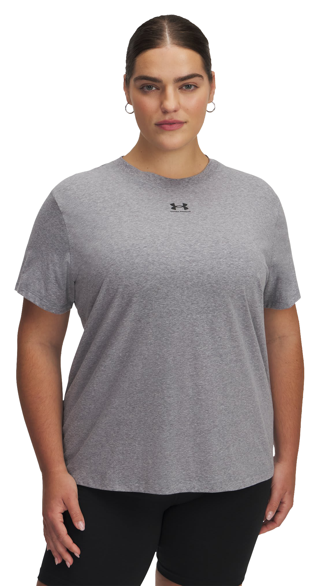 Image of Under Armour Rival Core Short-Sleeve T-Shirt for Ladies - Castlerock/Black - 1X