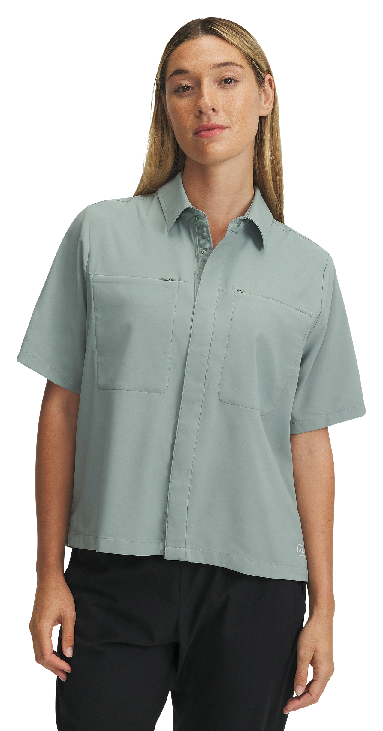 Image of Under Armour Fish Pro Hybrid Short-Sleeve Shirt for Ladies - Silica Green/Hydro Green