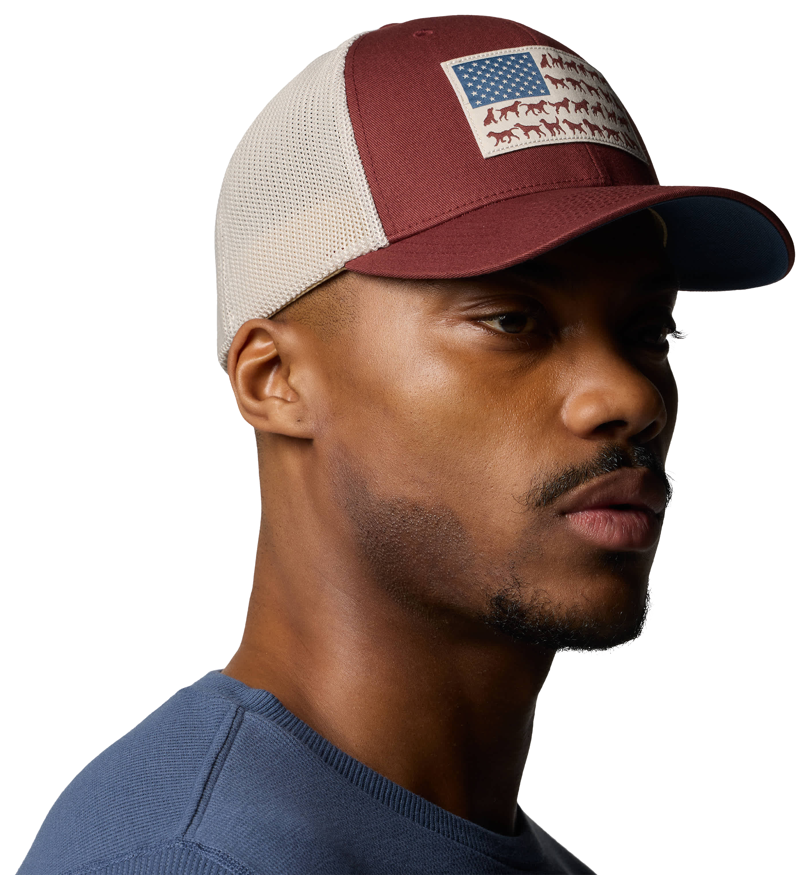 Image of Columbia PHG Dog Game Flag Mesh Ball Cap - Red Rocks/Dark Stone/Dog Flag - XXL