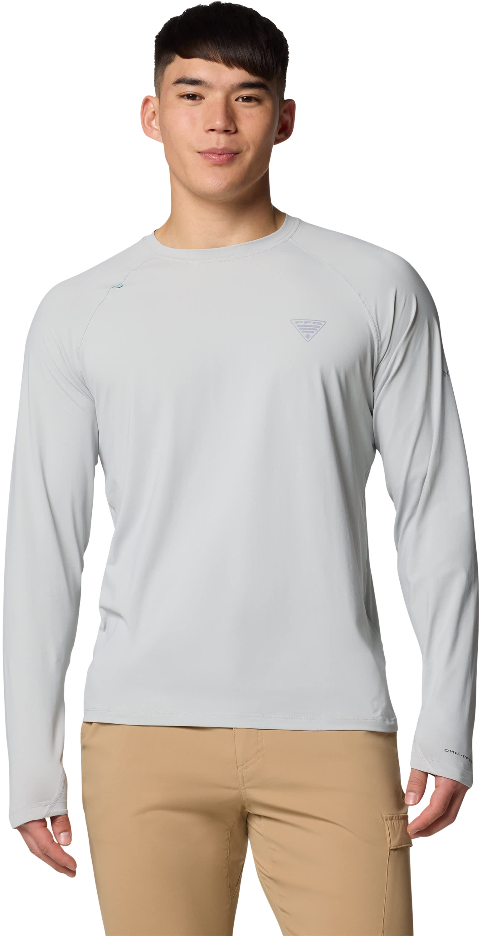 Image of Columbia PFG Wild Cast Long-Sleeve Sun Shirt for Men - Cool Grey - S