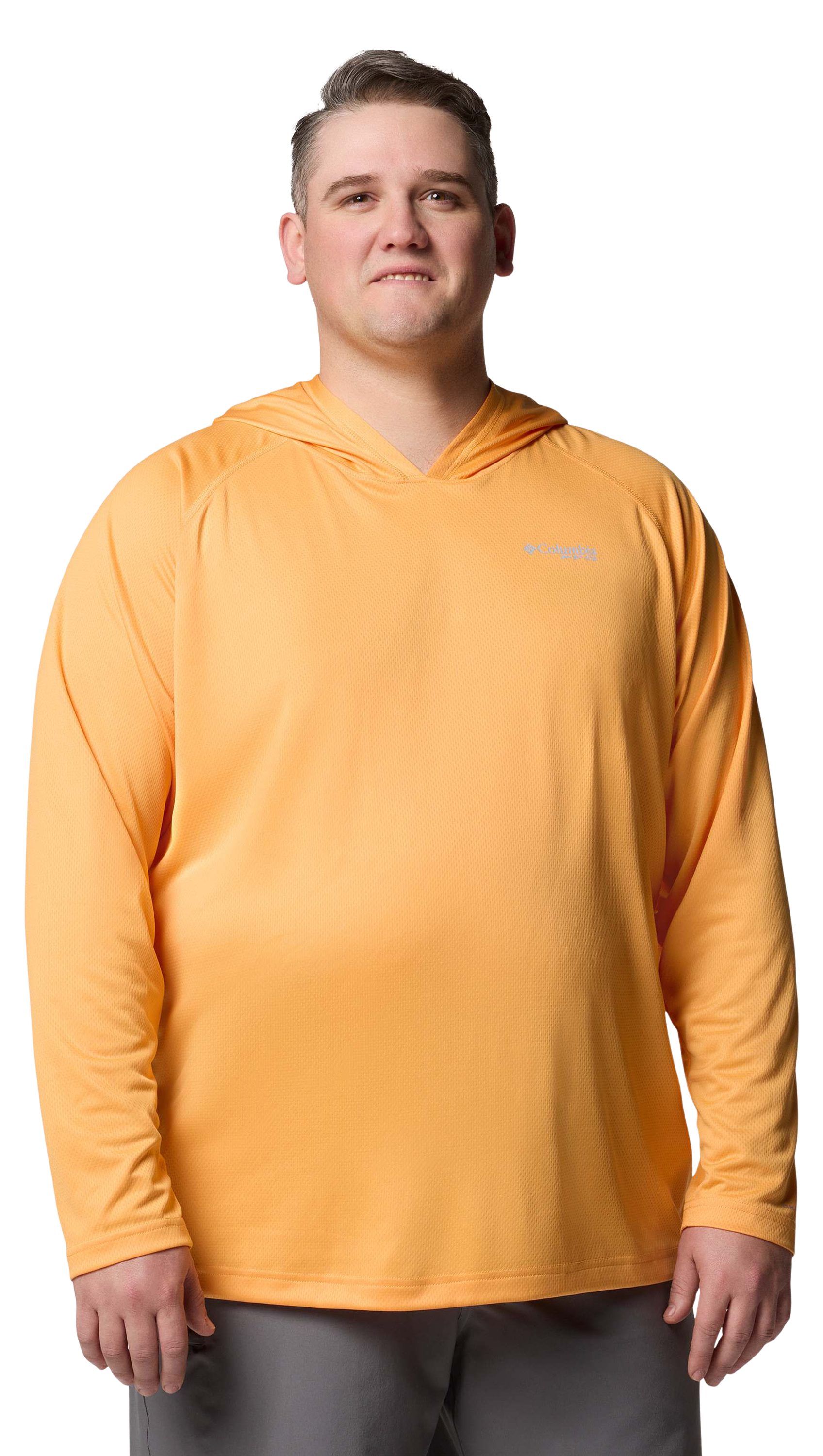 Image of Columbia PFG Solar Stream Hoodie for Men - Summer Orange - 1X