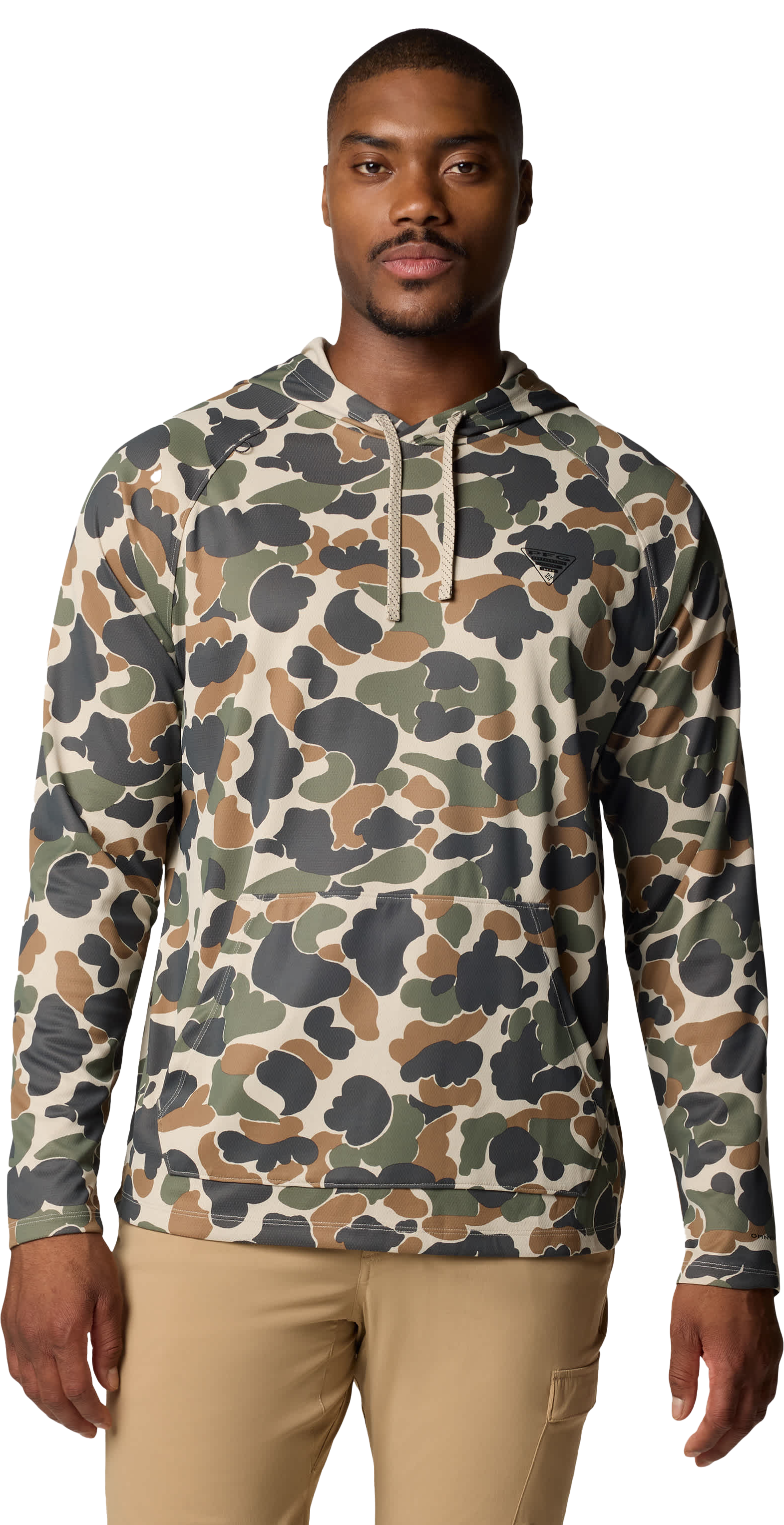 Image of Columbia PFG Wild Cast Camp Hoodie - Fossil Deltahunter Camo - L