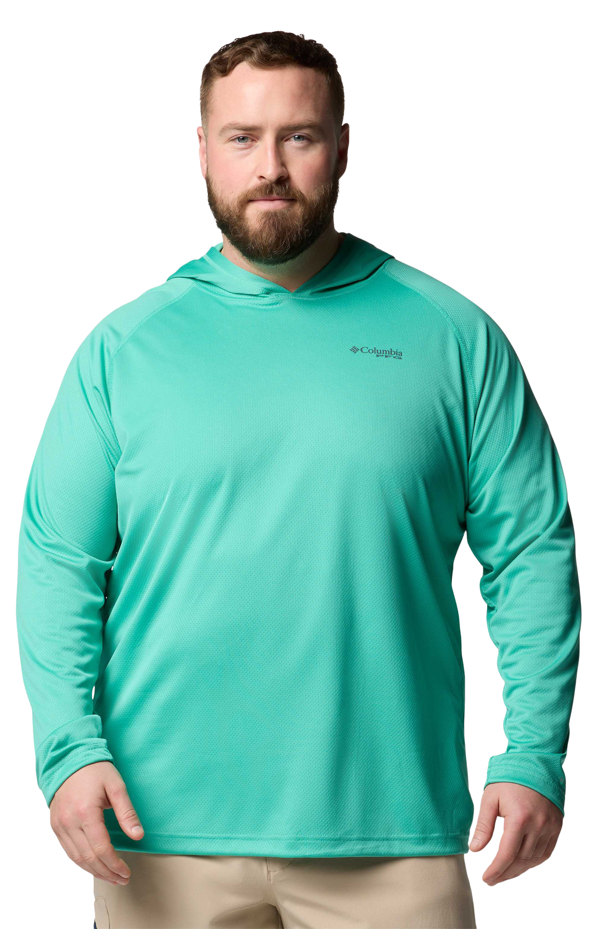 Image of Columbia PFG Solar Stream Hoodie for Men - Glaze Green - 2X