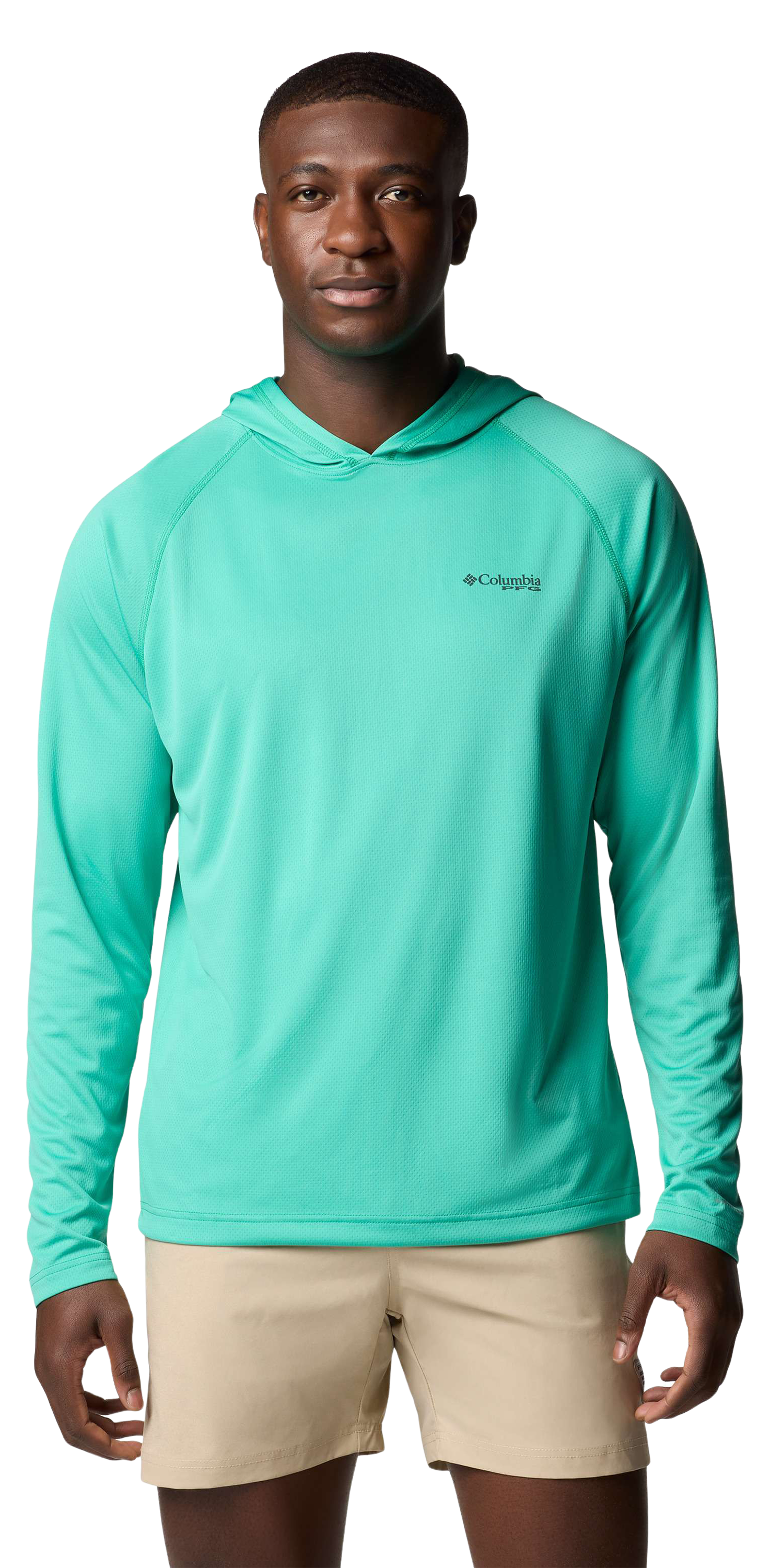 Image of Columbia PFG Solar Stream Hoodie for Men - Glaze Green - L