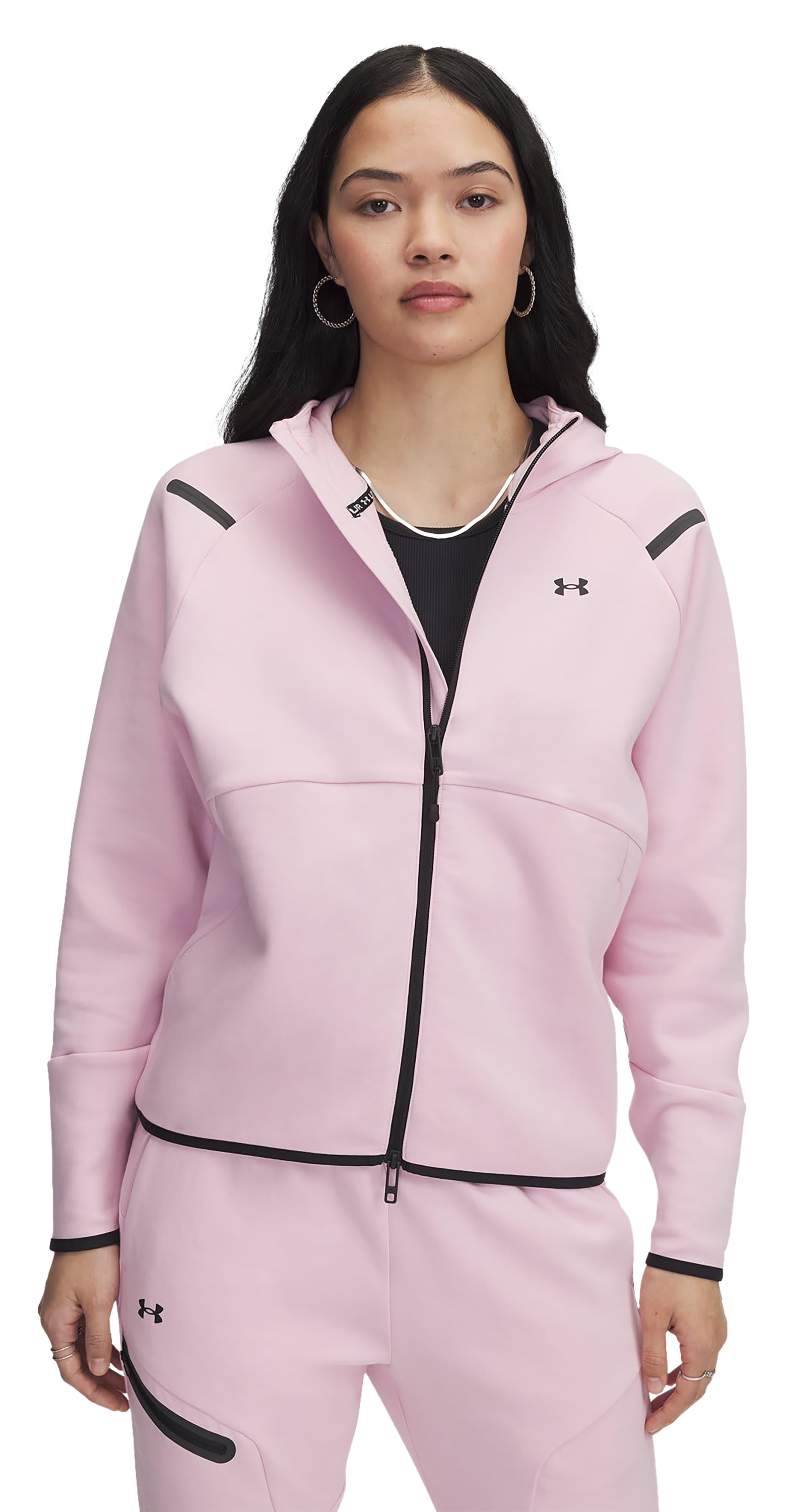 Image of Under Armour Rival Fleece Long-Sleeve Hoodie for Ladies - Prime Pink/Black - L