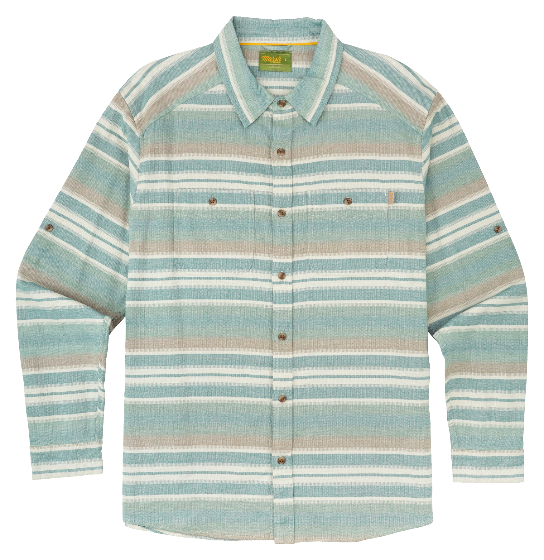 Image of Marsh Wear Westerly Flannel Long-Sleeve Button-Down Shirt - Sea Pine