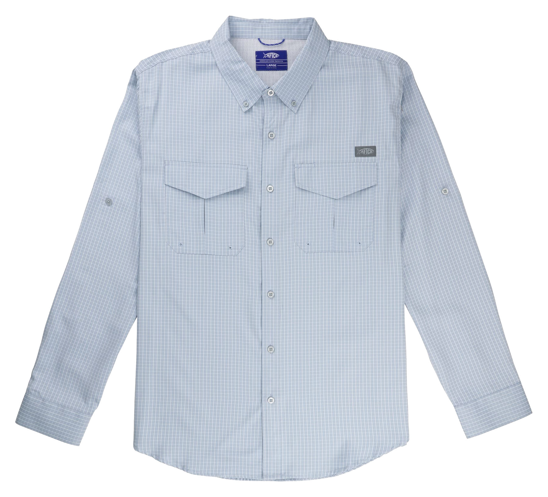 Image of AFTCO Sirius Tech Vented Long-Sleeve Button-Down Fishing Shirt for Men - Airy Blue - XL
