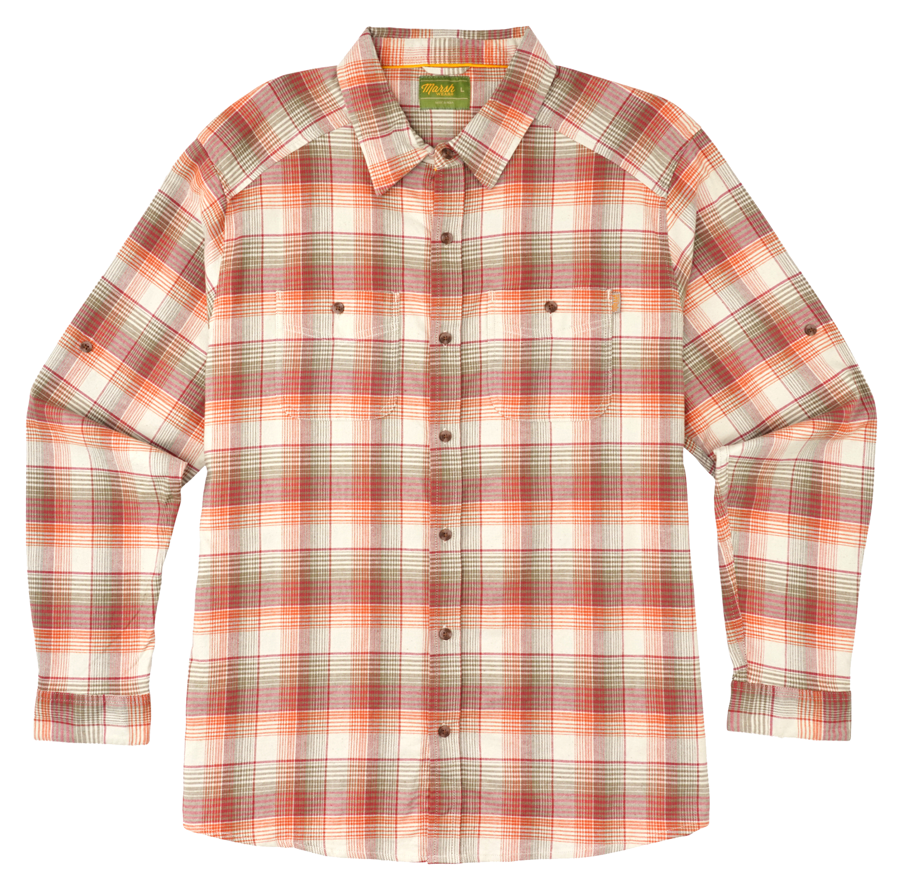 Image of Marsh Wear Westerly Flannel Long-Sleeve Button-Down Shirt - Etruscan Red