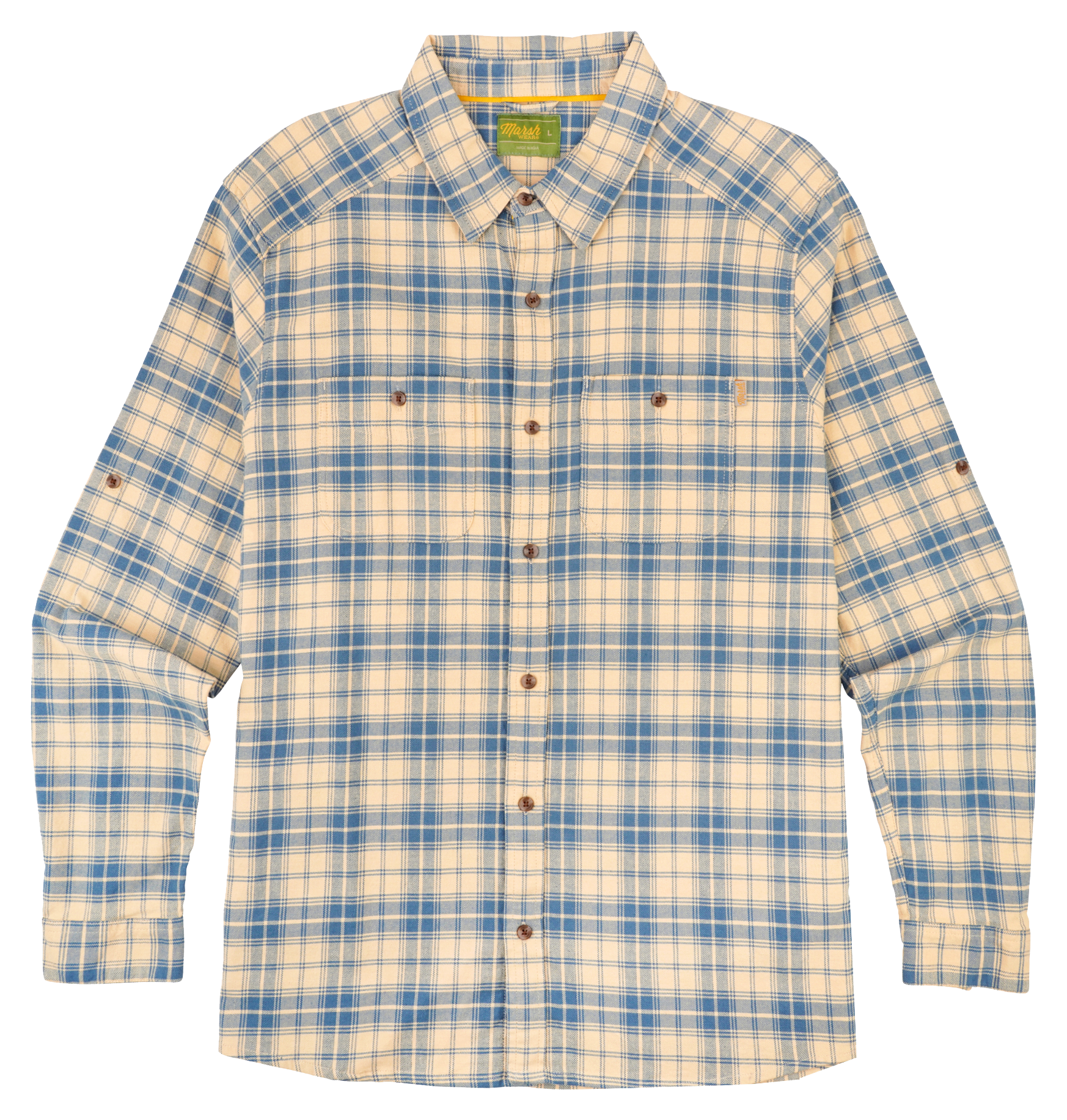 Image of Marsh Wear Westerly Flannel Long-Sleeve Button-Down Shirt - Wheat