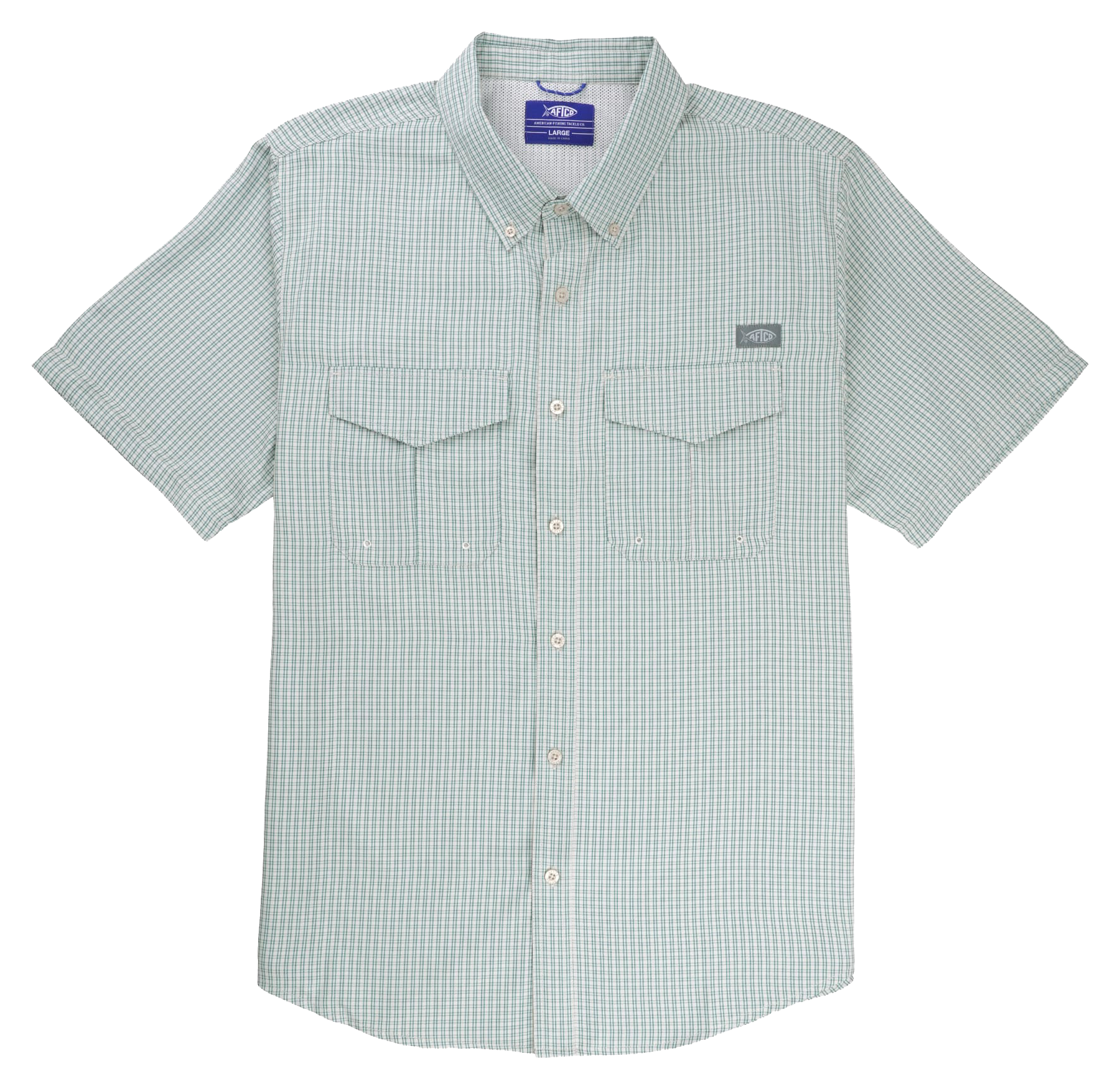 Image of AFTCO Sirius Tech Vented Short-Sleeve Button-Down Fishing Shirt for Men - Arctic - L
