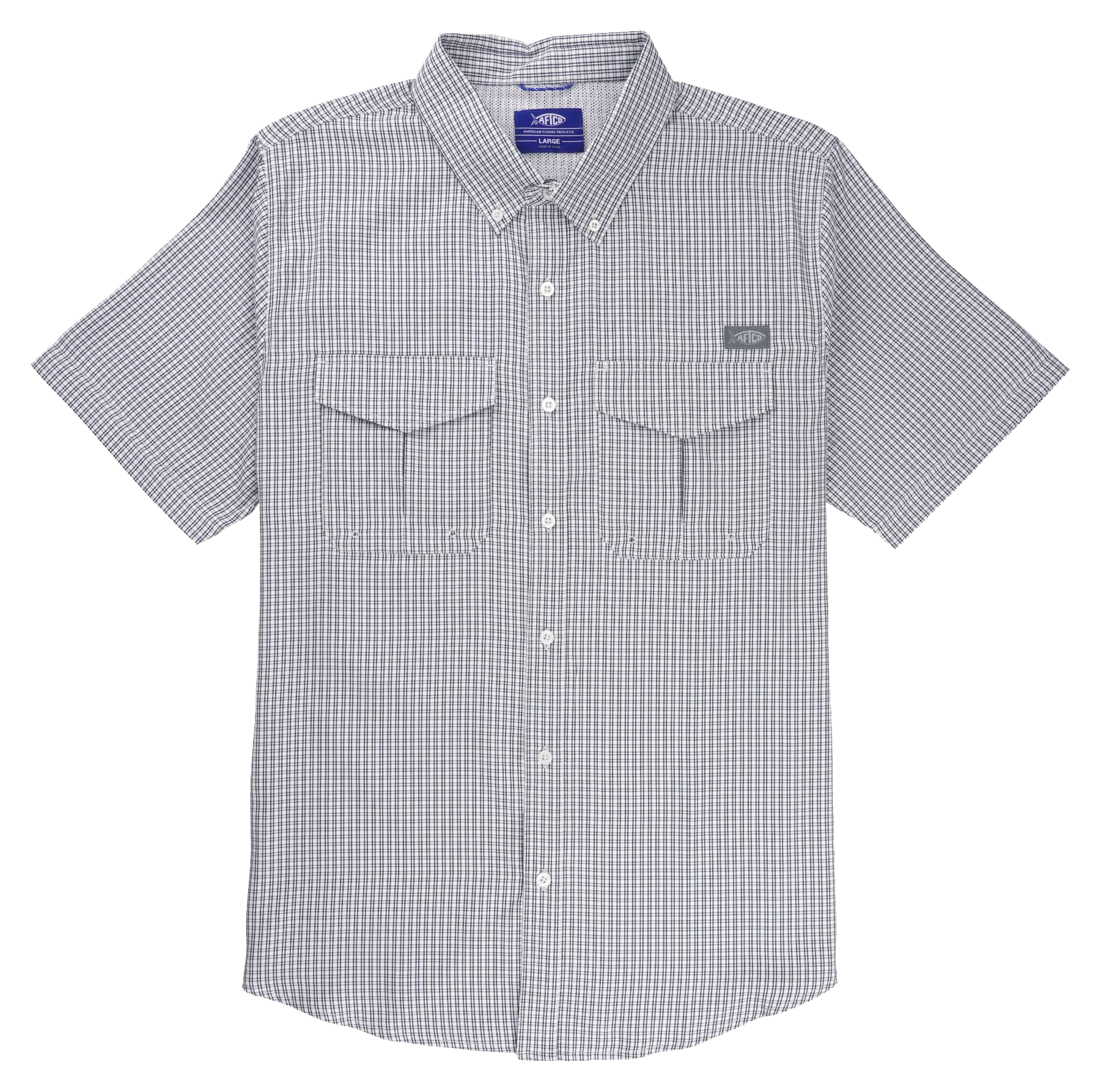 Image of AFTCO Sirius Tech Vented Short-Sleeve Button-Down Fishing Shirt for Men - Naval - XL