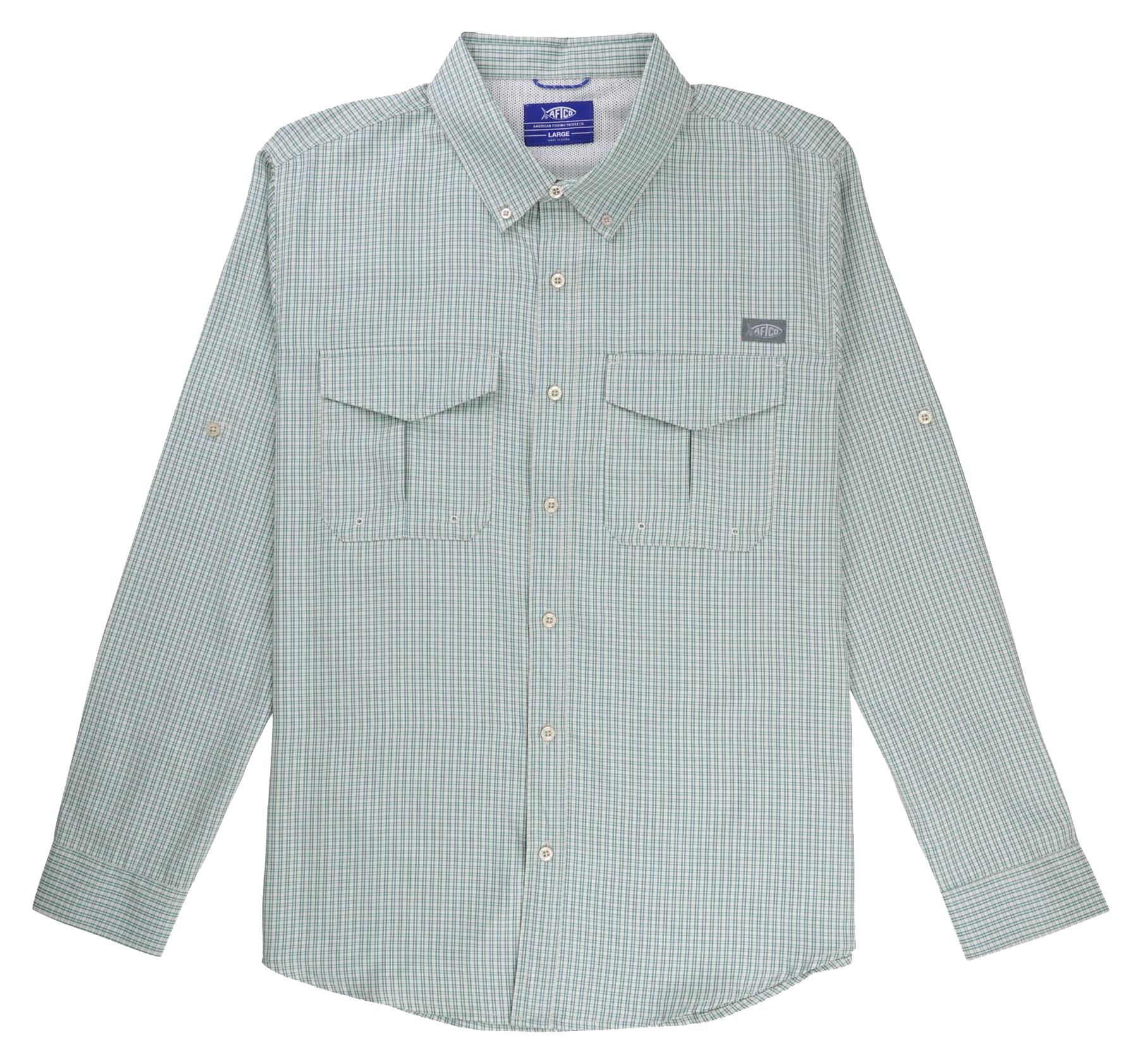 Image of AFTCO Sirius Tech Vented Long-Sleeve Button-Down Fishing Shirt for Men - Arctic - XL