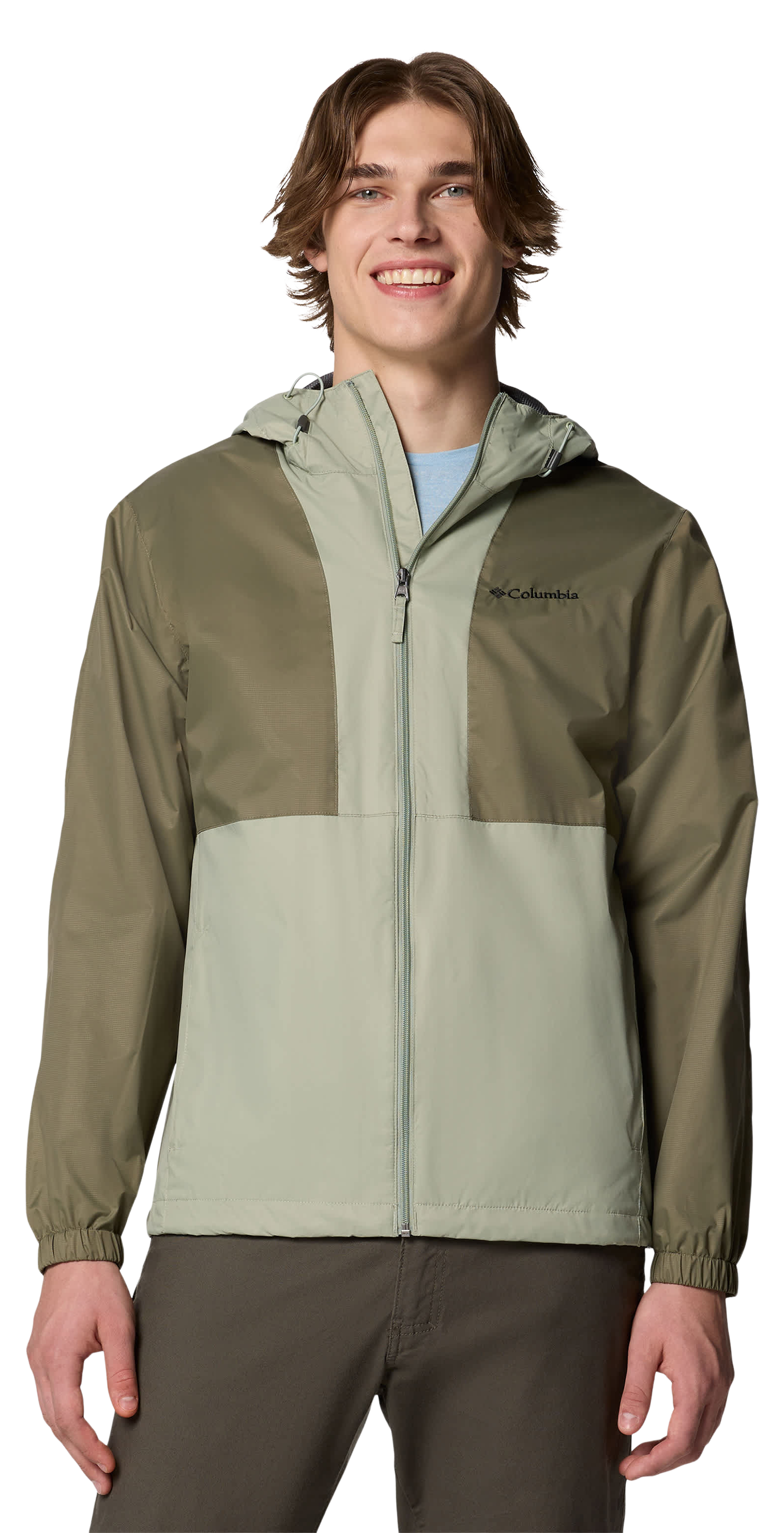 Image of Columbia Glenbrook Bend Rain Jacket for Men - Stone Green/Safari - XXL