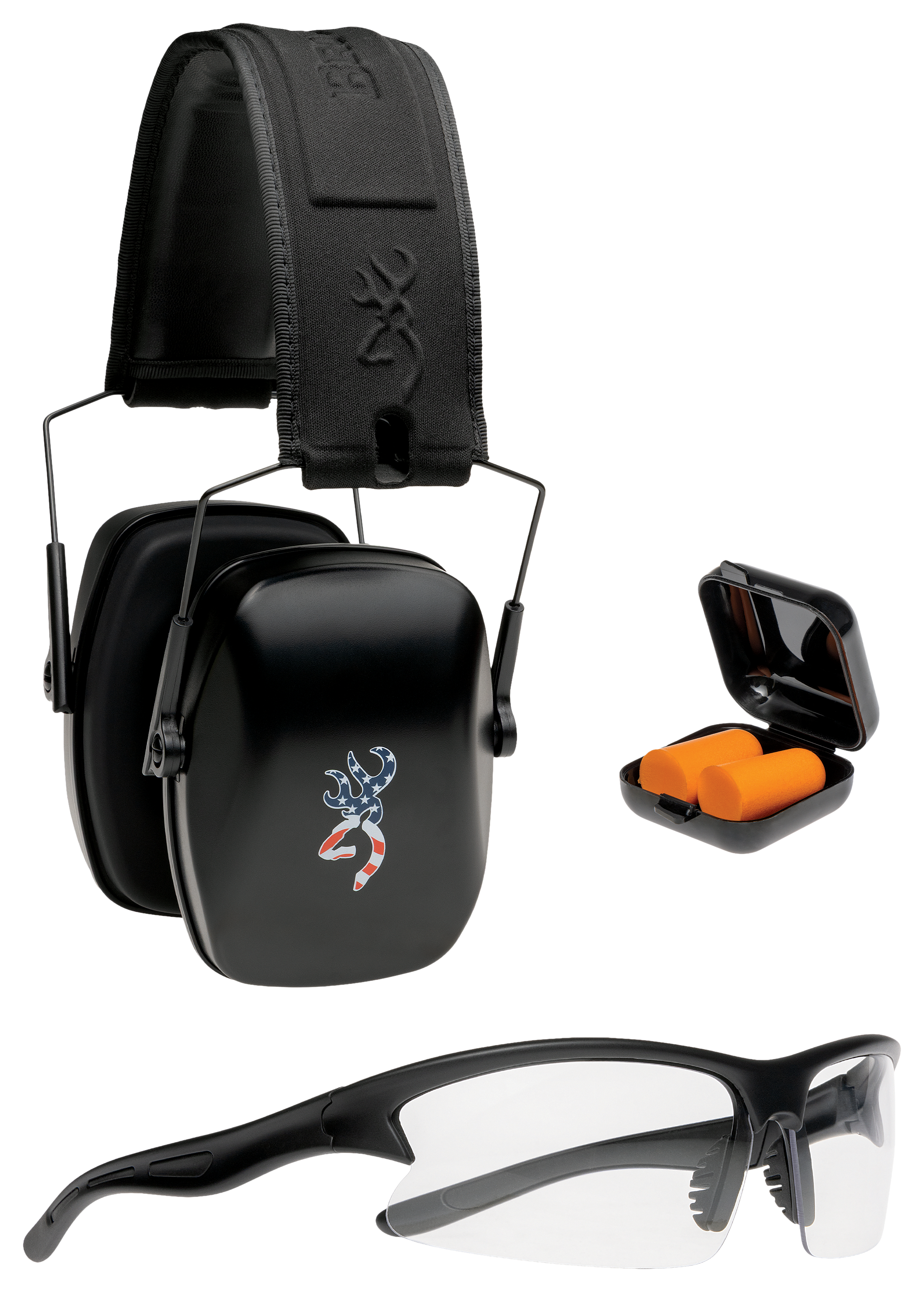 Image of Browning Hearing & Eye Protection Range Kit - Black/RWB