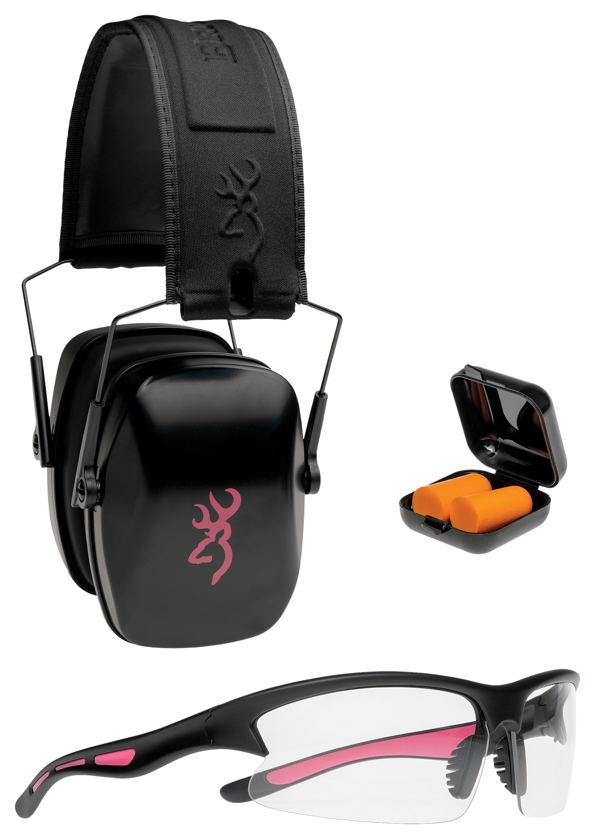 Image of Browning Hearing & Eye Protection Range Kit - Black/Pink