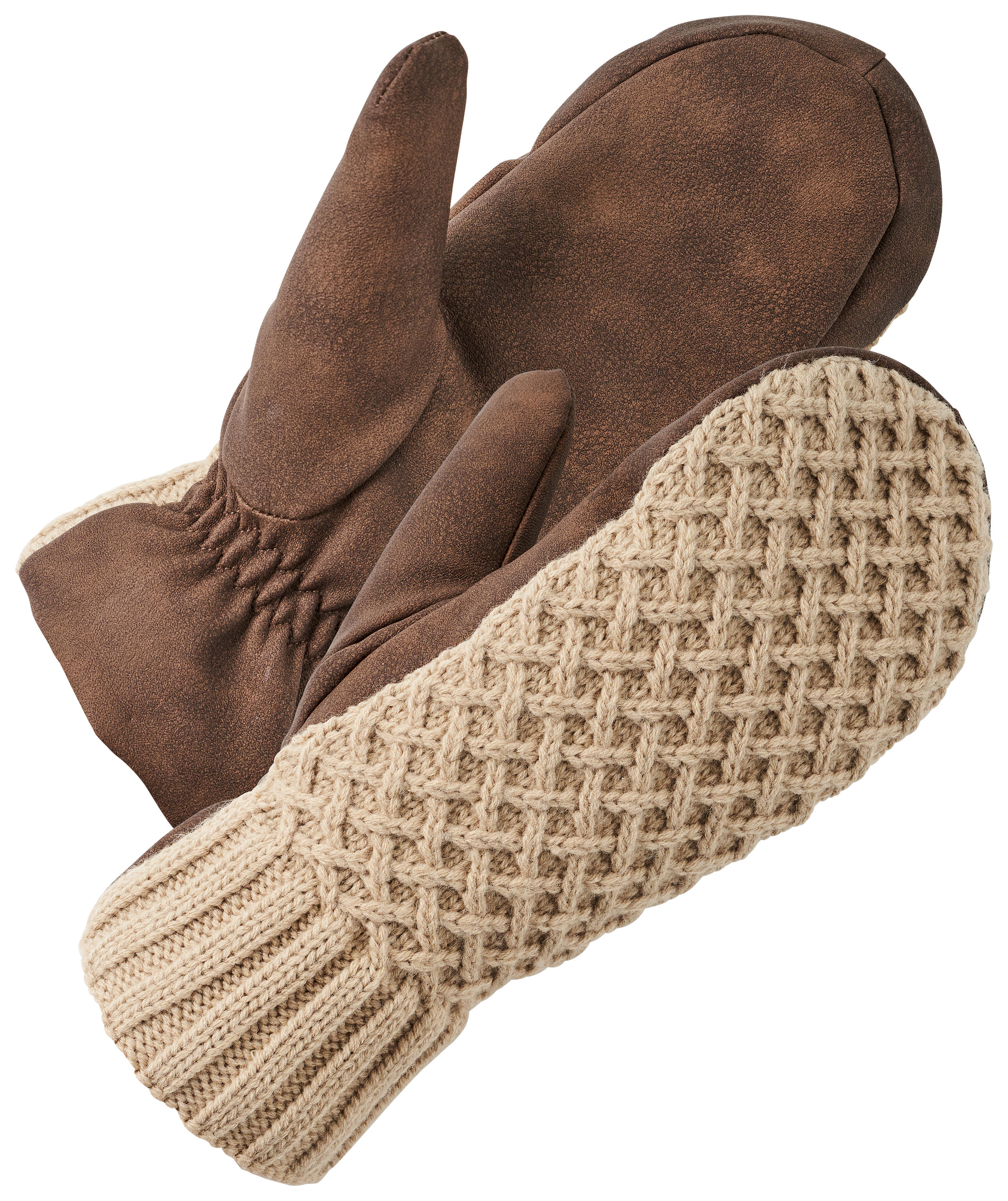 Image of Natural Reflections Lattice Faux-Leather Mittens