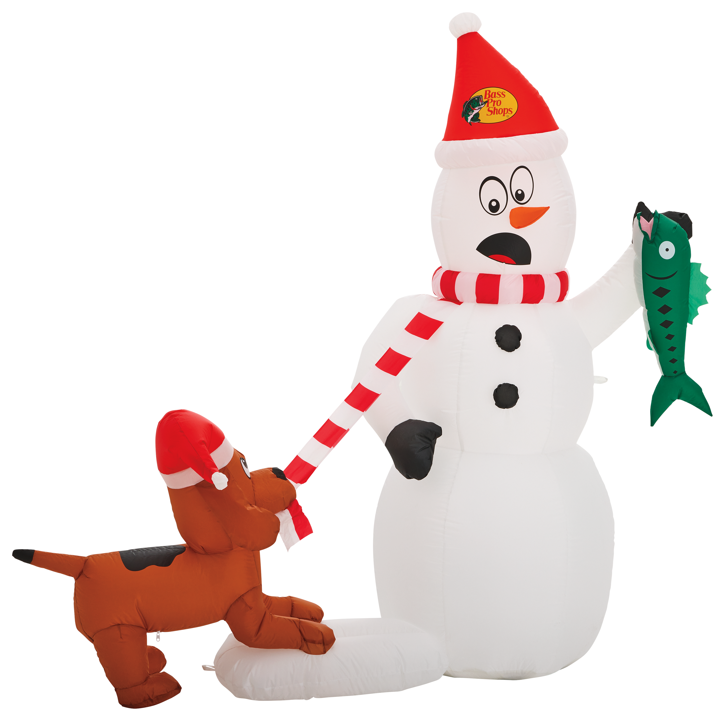 BASS PRO SHOPS Inflatable Snowman Puppy Scene