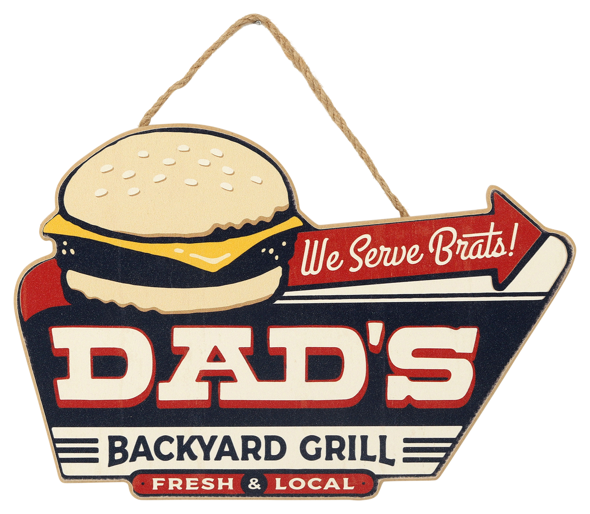 Open Road Brands Dad's Backyard Grill Wooden Hanging Decor                                                                      