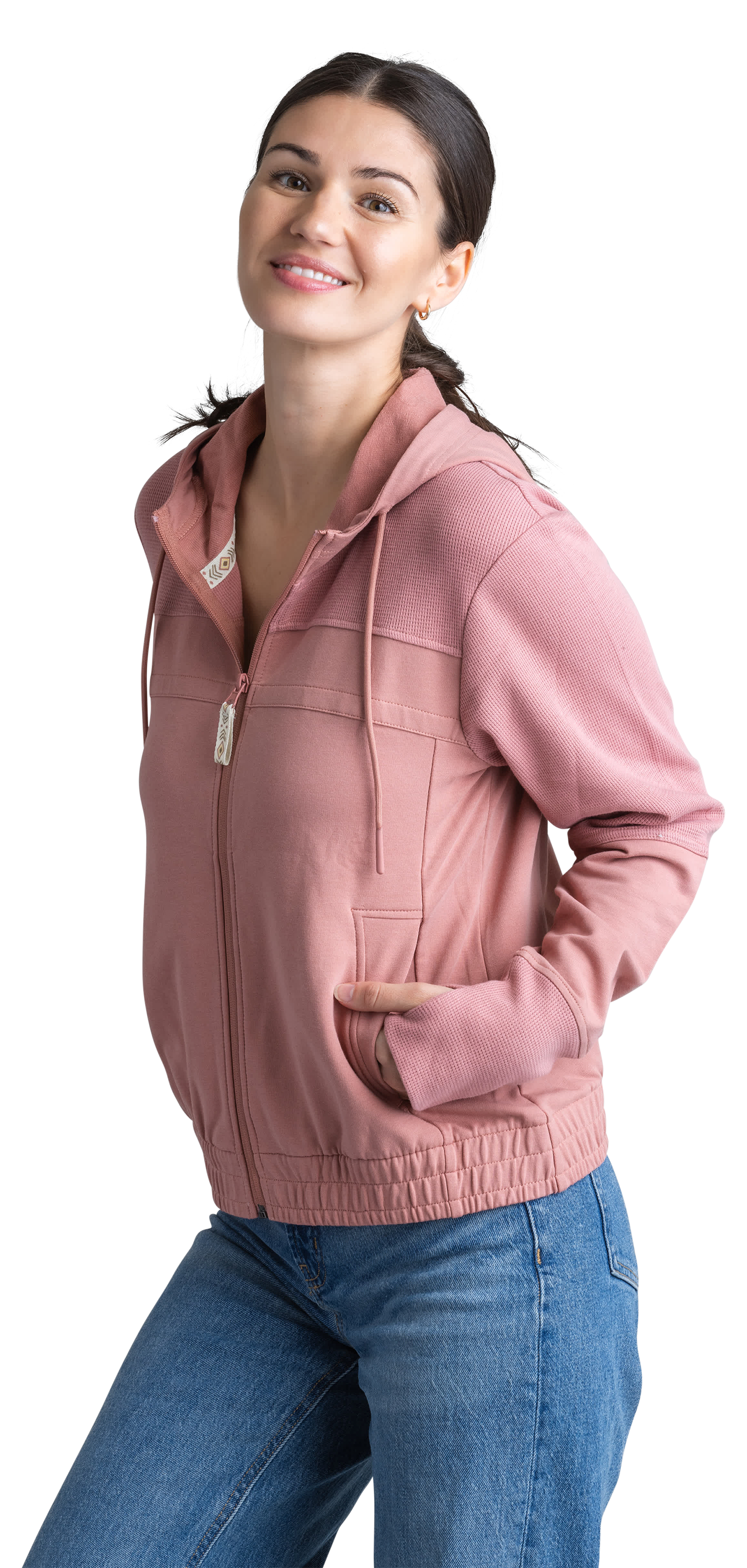 Image of LIV Outdoor Sora Full-Zip Terry Hoodie for Ladies - Cameo Brown - LG