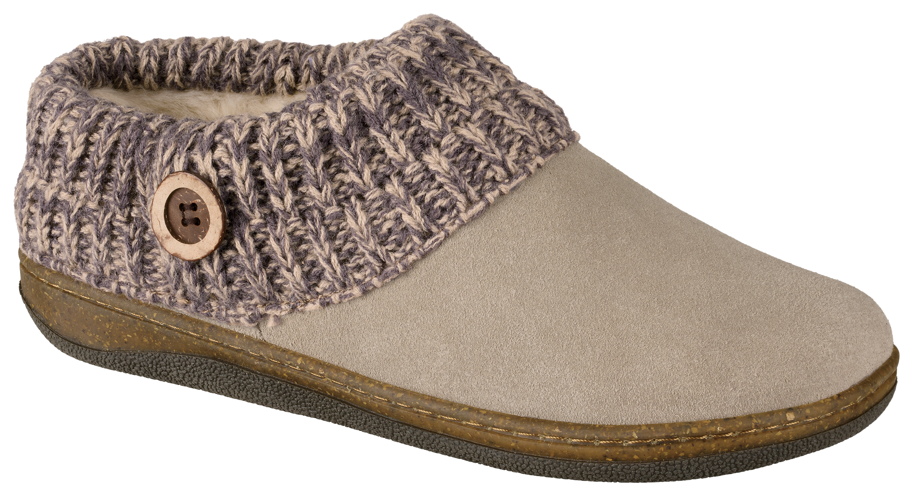 Image of Natural Reflections Knit Collar Clogs - Bella Taupe