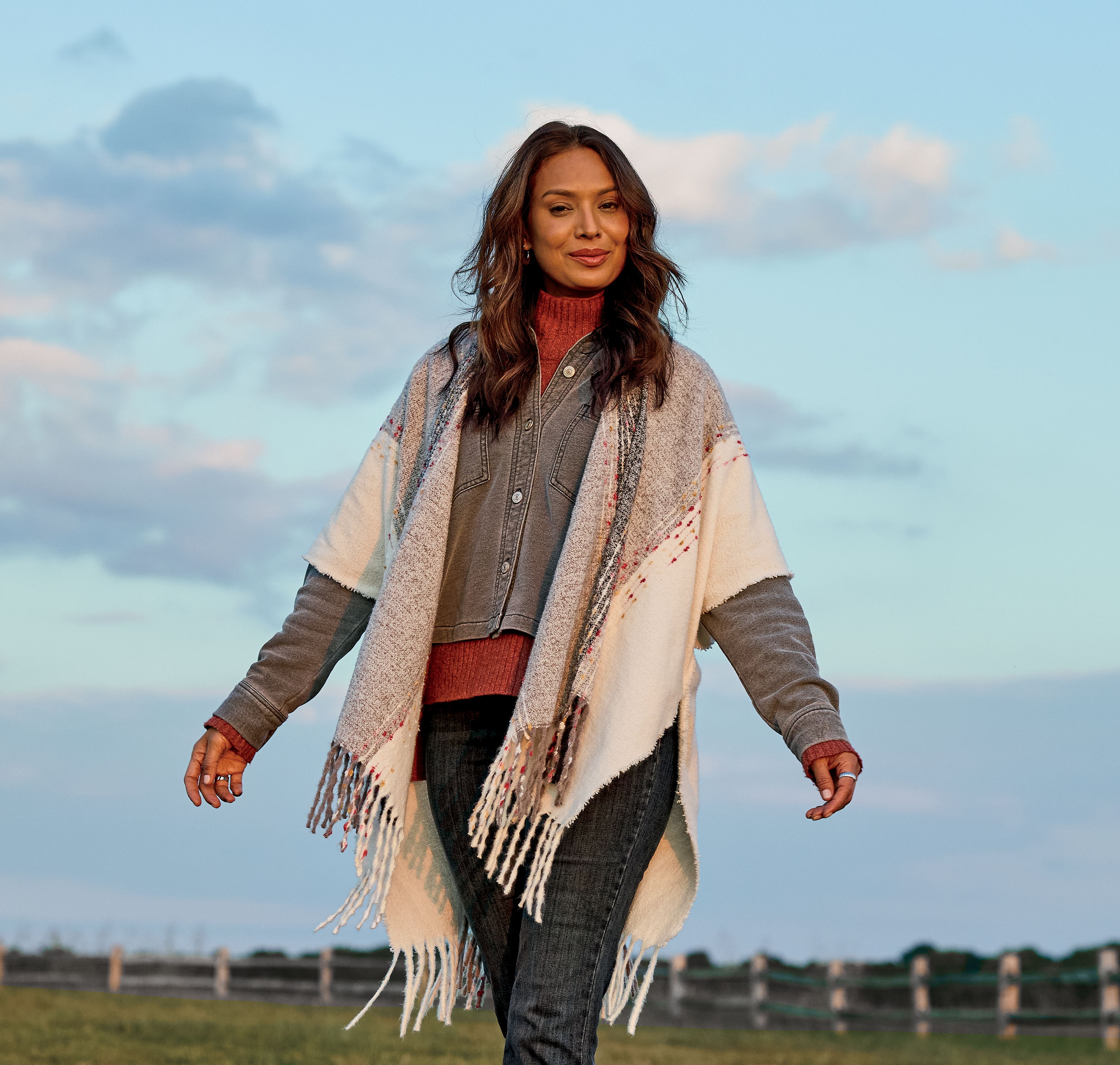 Image of Natural Reflections Cropped Knit Shirt Jacket - Gray Denim - XL