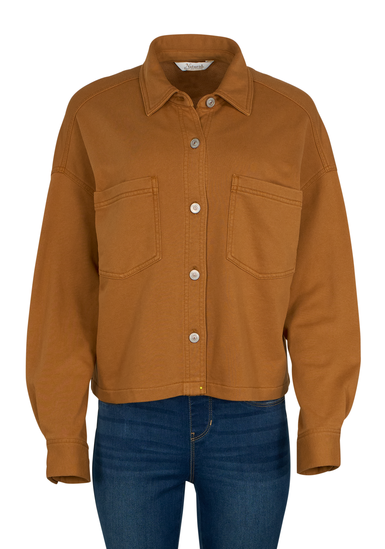 Image of Natural Reflections Cropped Knit Shirt Jacket