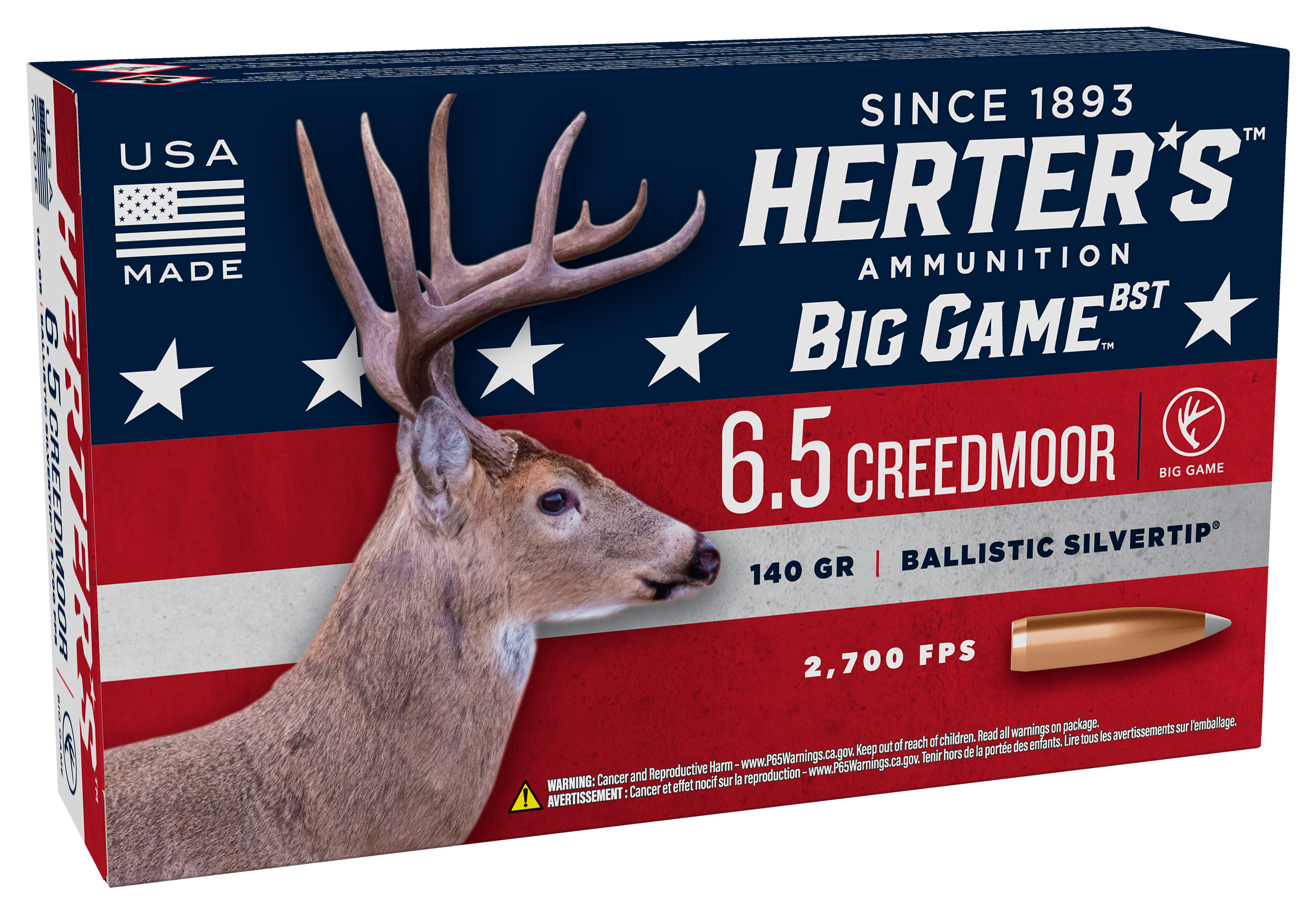 Herter's Big Game BST 6.5 Creedmoor 140 Grain Centerfire Rifle Ammo                                                             