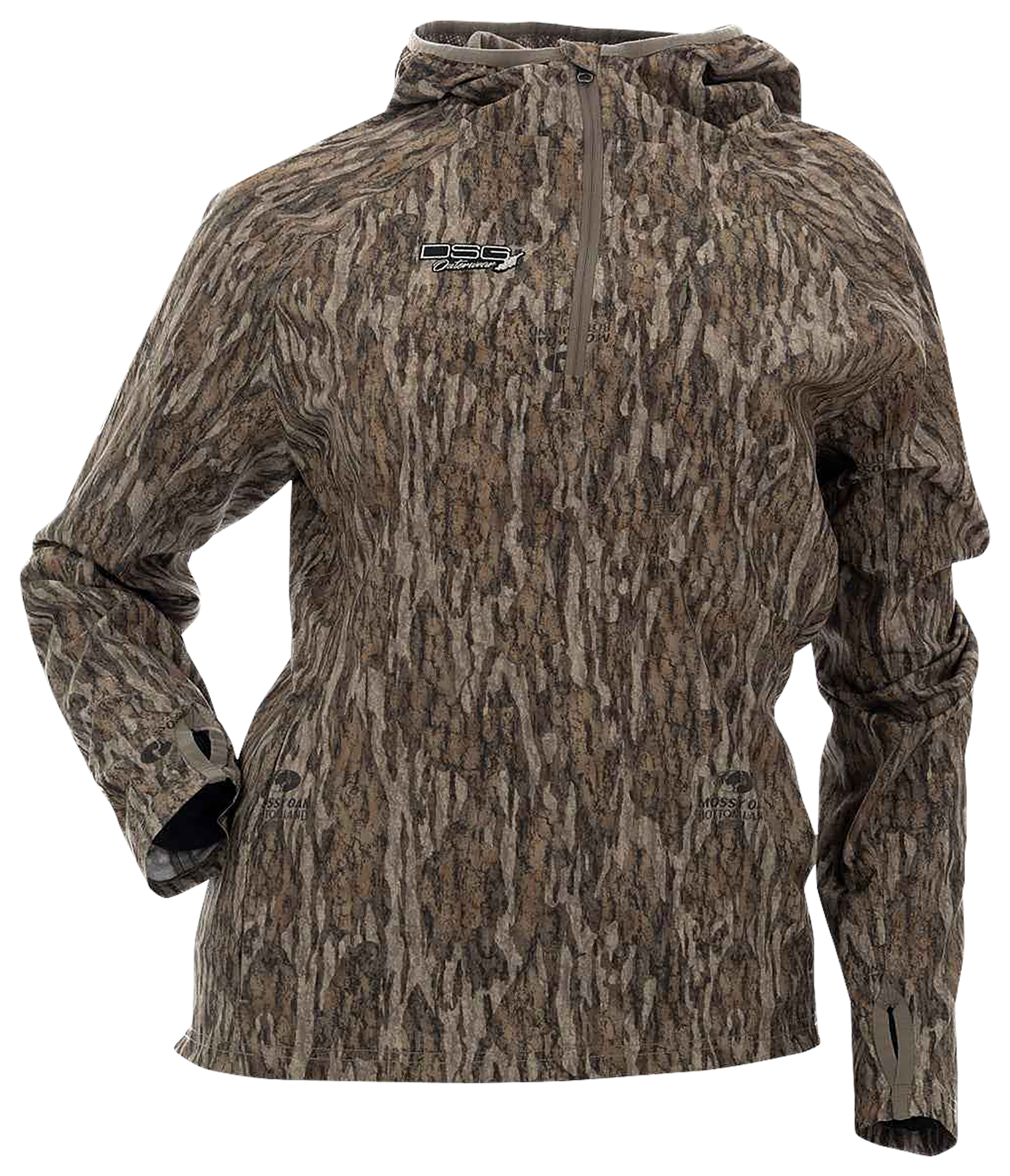 Image of DSG Outerwear Bexley 3.0 Quarter-Zip Pullover Hoodie for Ladies - Mossy Oak Bottomland