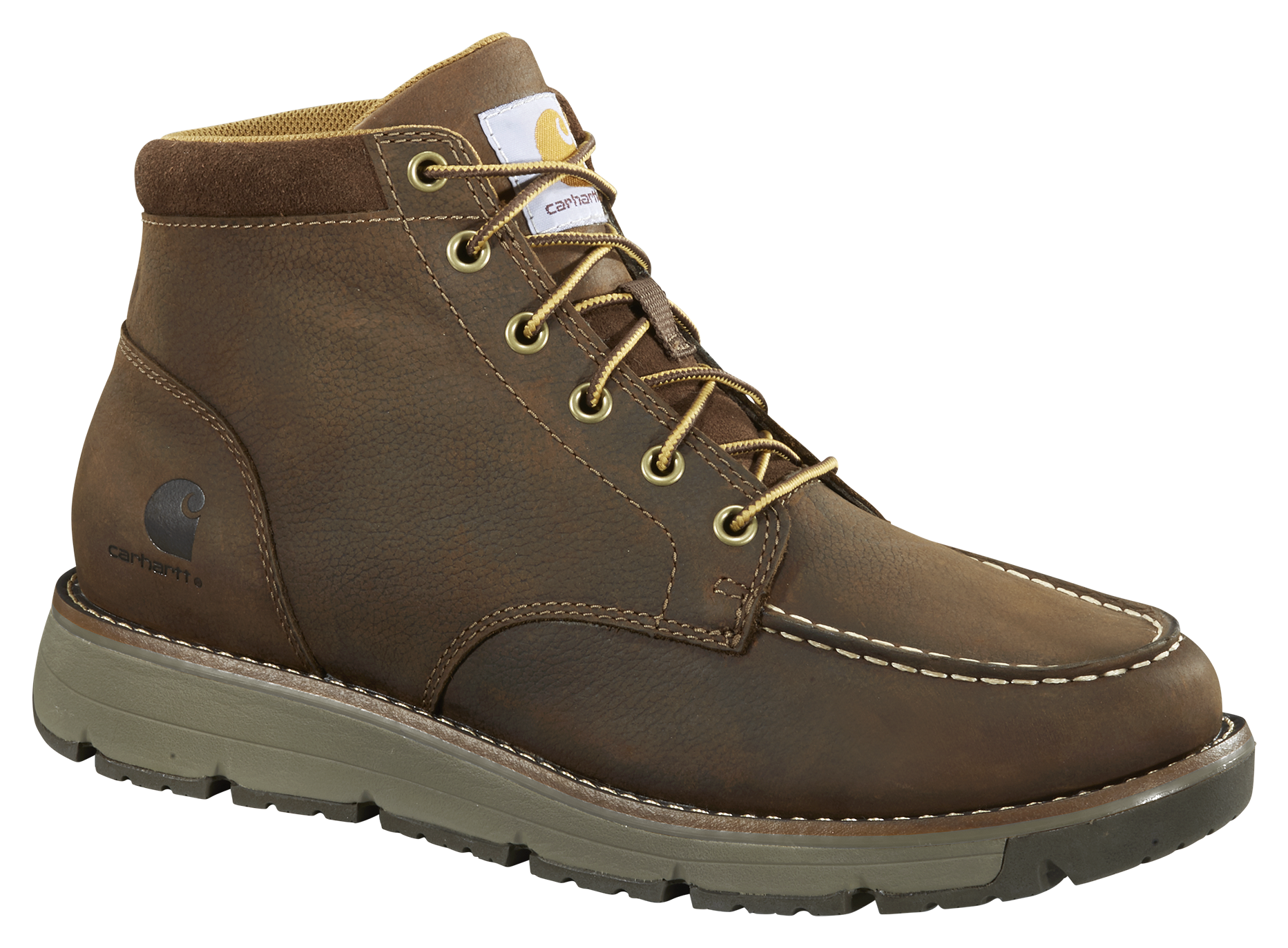 Image of Carhartt Millbrook Moc Steel-Toe Wedge Work Boots for Men - Brown - 14W