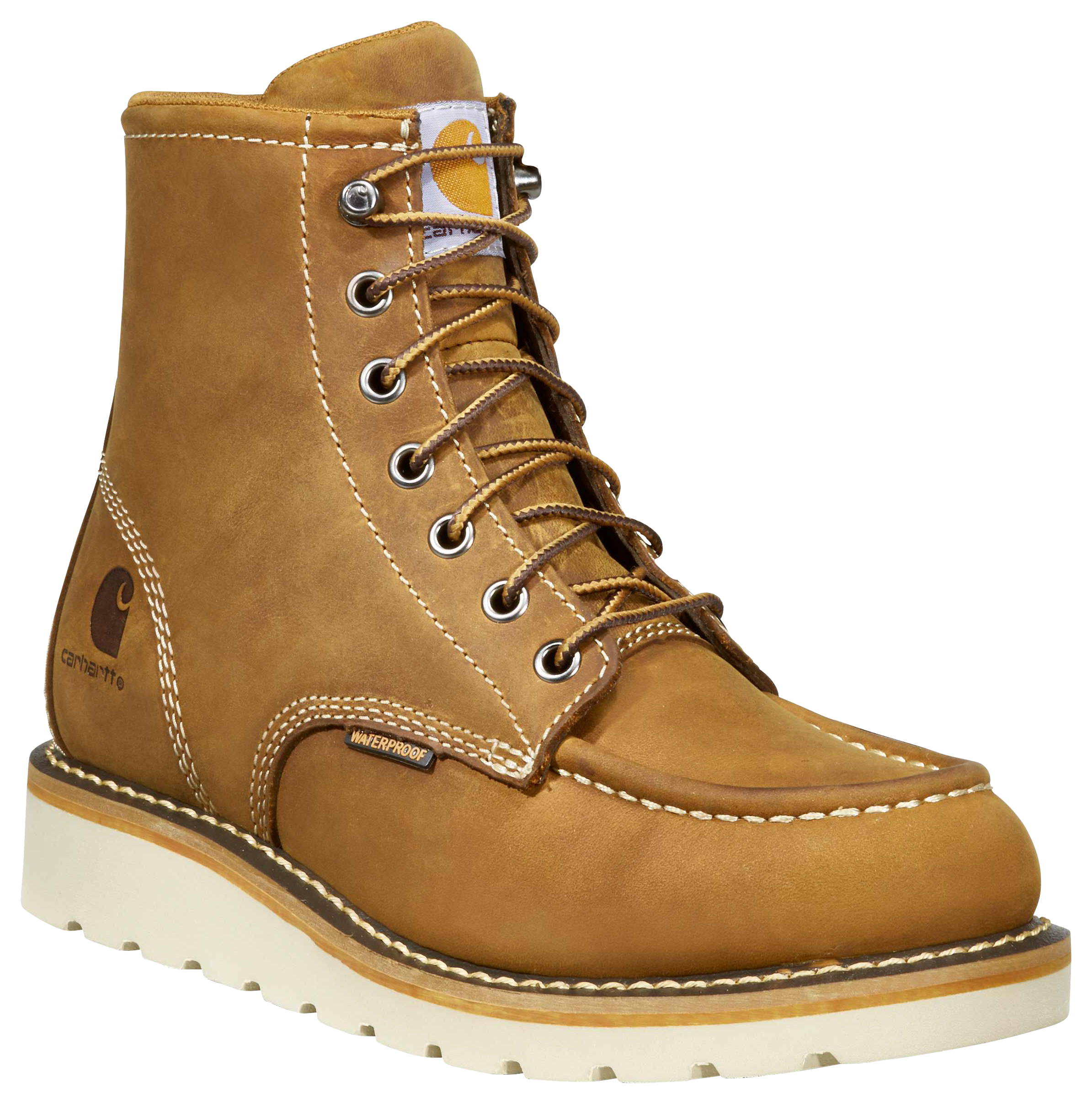 Image of Carhartt Waterproof Moc Toe Wedge Work Boots for Ladies - Light Brown - 7W