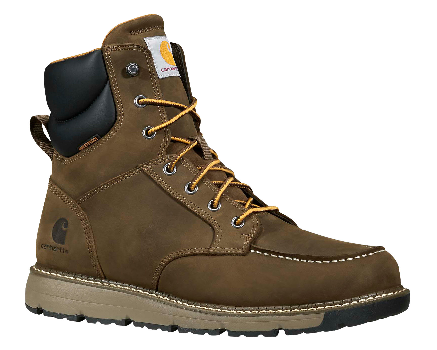 Image of Carhartt Millbrook 6'' Waterproof Composite Toe Wedge Work Boots for Men - Mossy Brown - 10W