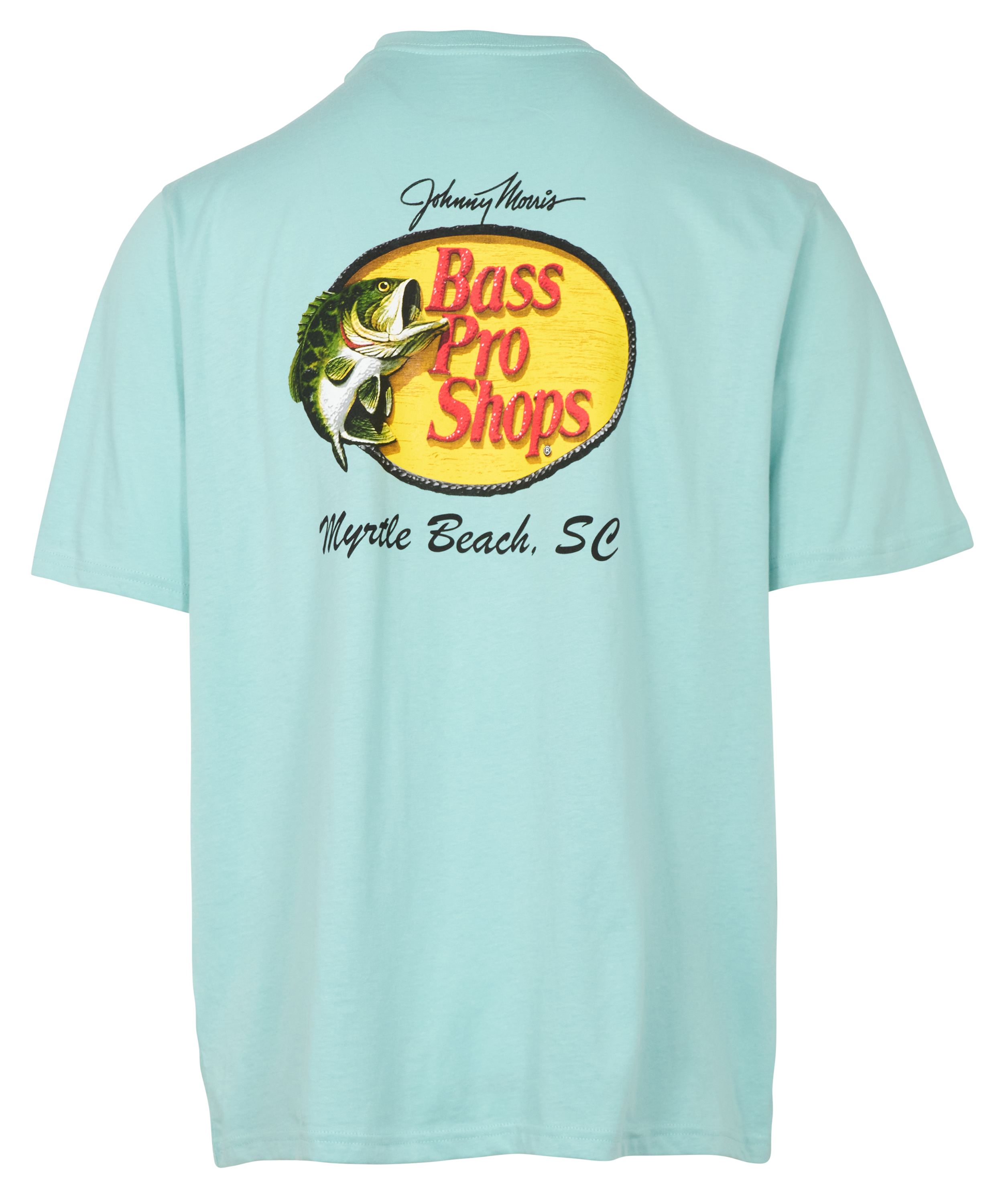 Image of Bass Pro Shops Myrtle Beach Woodcut Logo Short-Sleeve T-Shirt for Men -Blue
