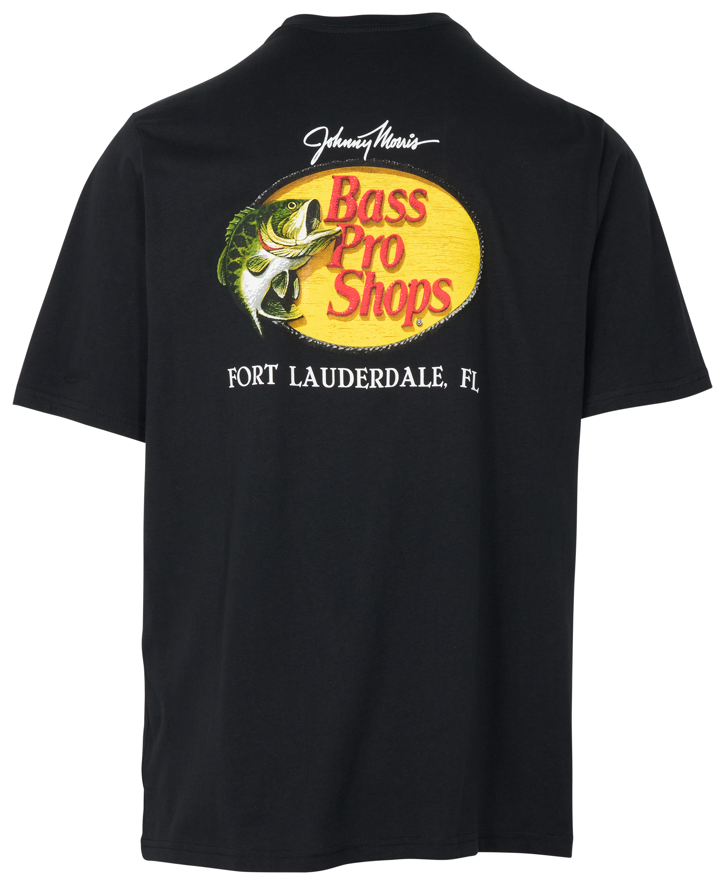 Image of Bass Pro Shops Fort Lauderdale Woodcut Logo Short-Sleeve T-Shirt for Men - Black - L