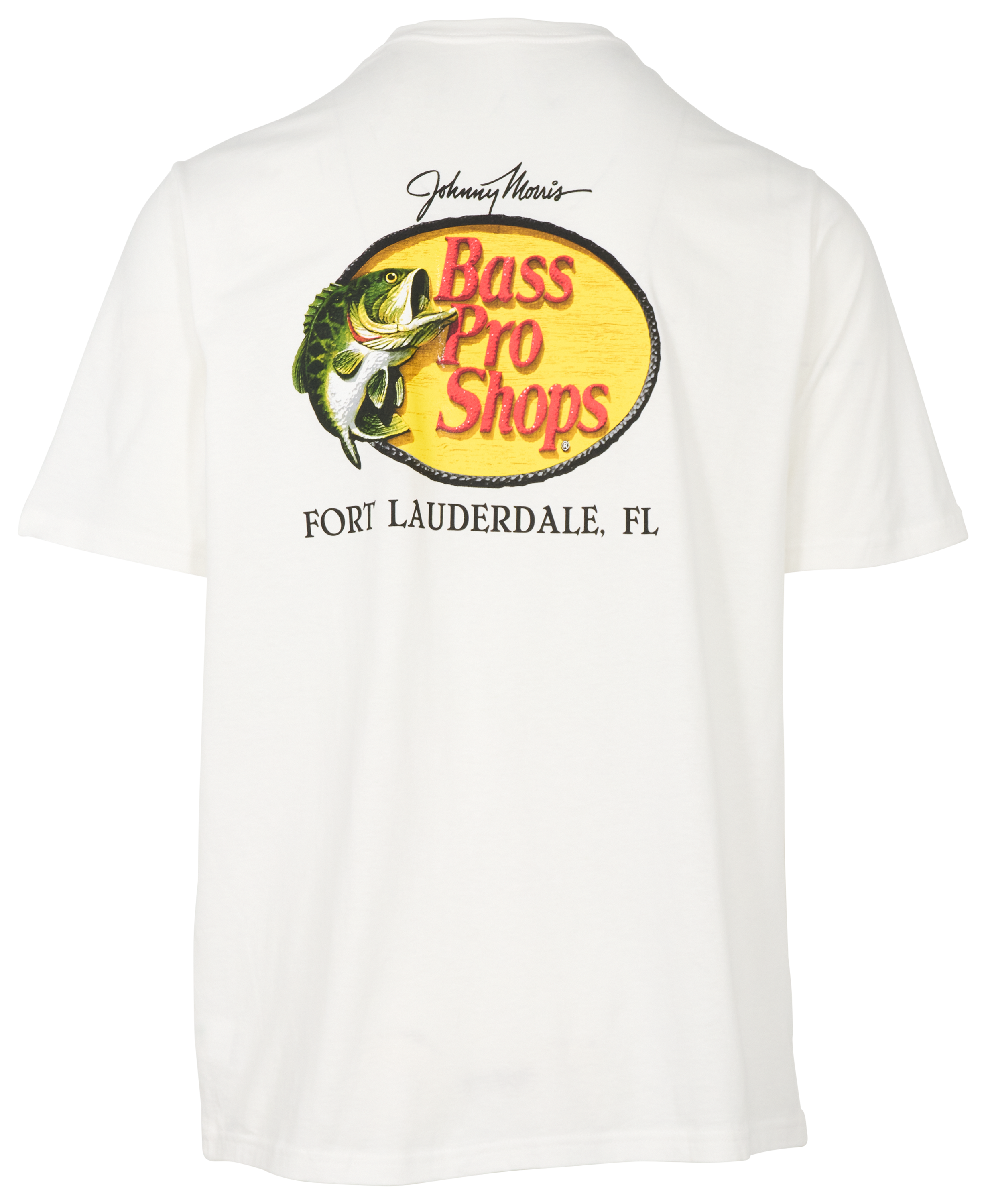Image of Bass Pro Shops Fort Lauderdale Woodcut Logo Short-Sleeve T-Shirt for Men - White